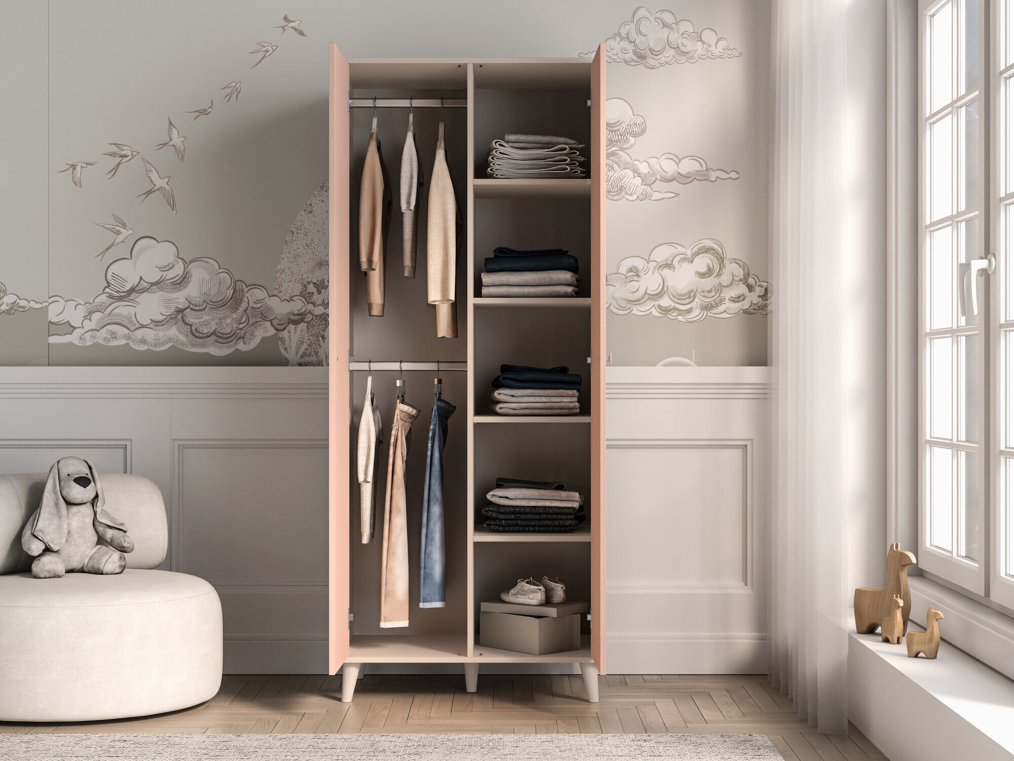 Kleiderschrank Tortoli 101 (Rosa)