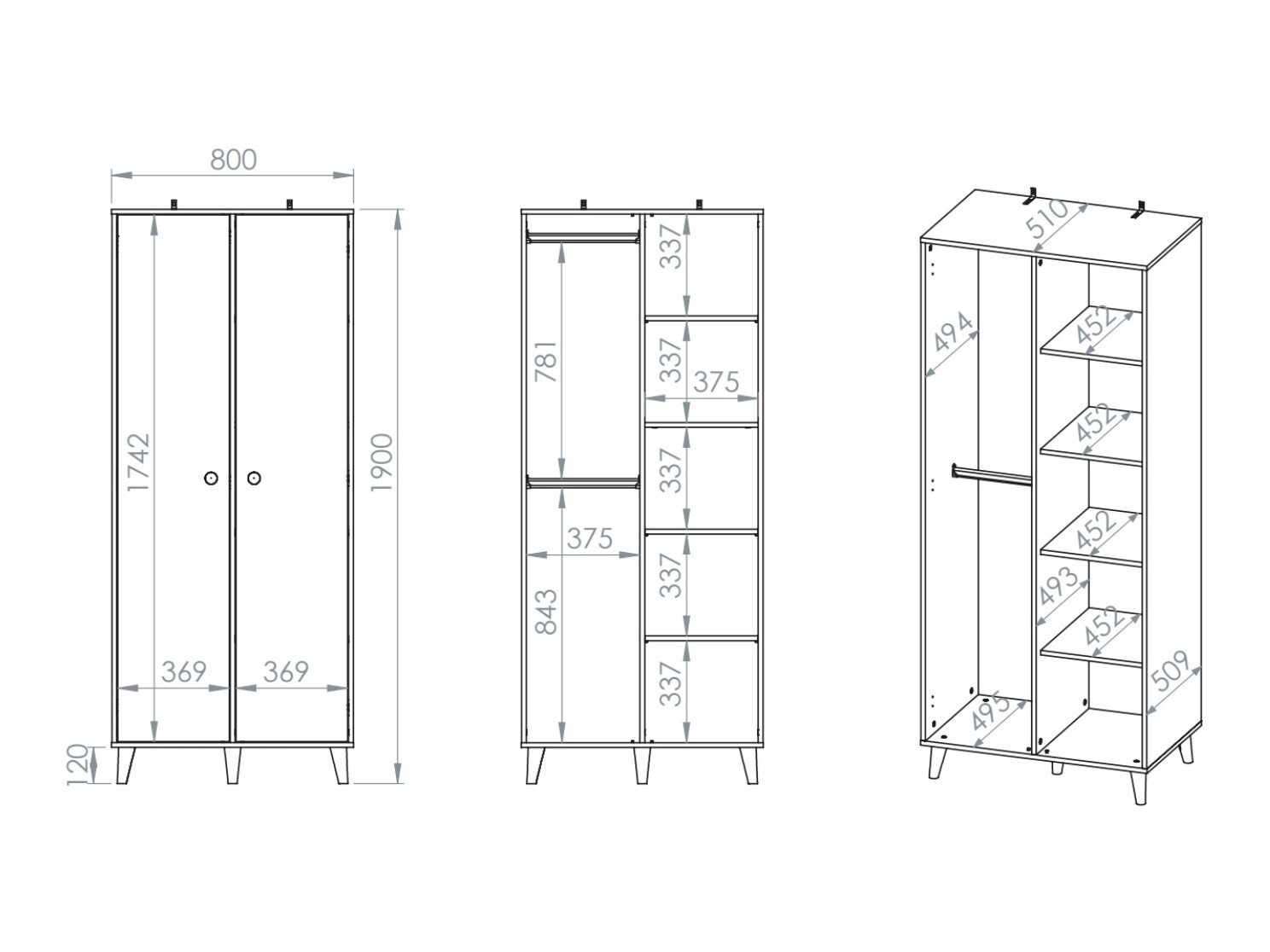 Kleiderschrank Tortoli 101 (Rosa)