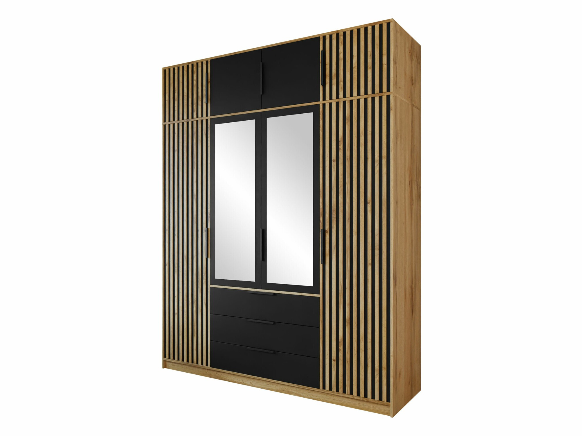 Kleiderschrank Collis II (Wotan Eiche + Schwarz)