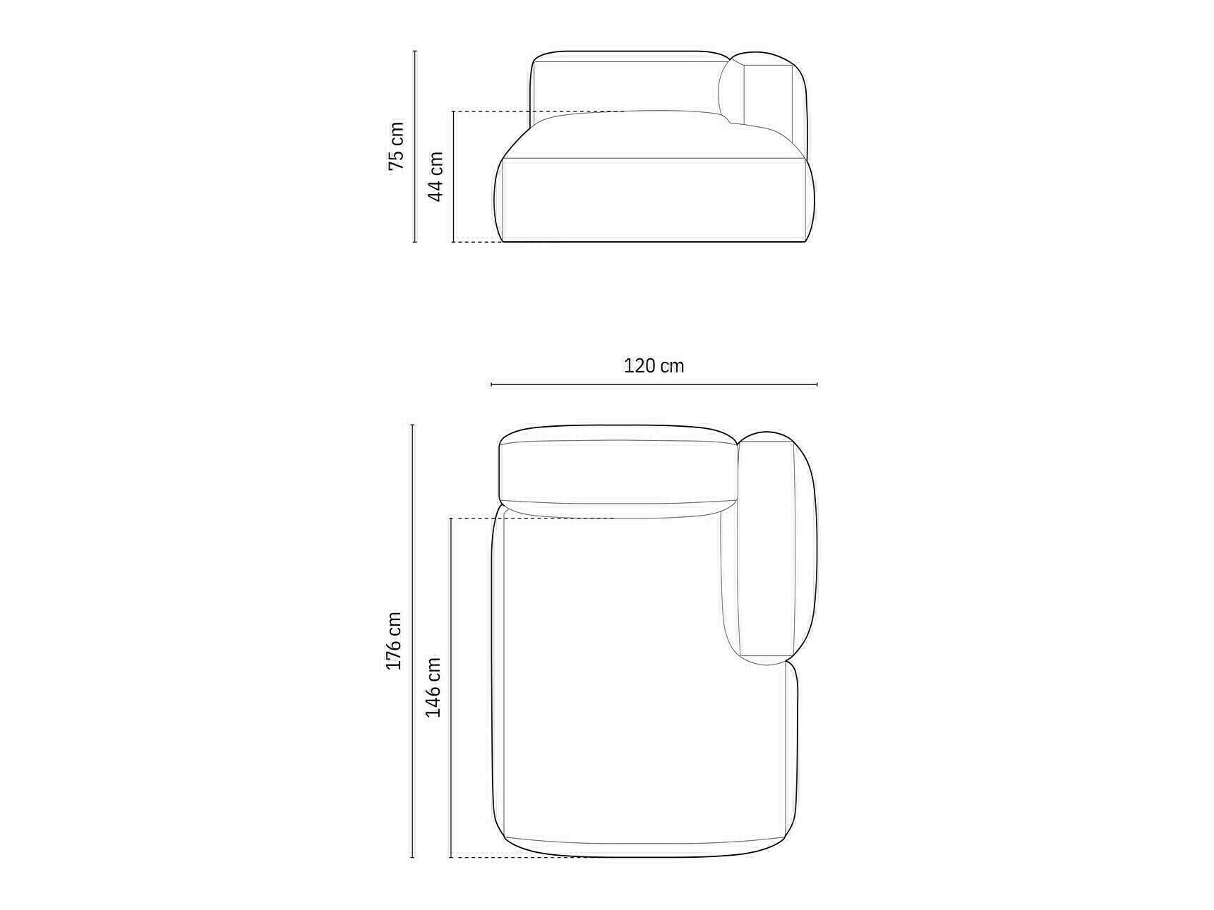 Modularer Sessel Sorcoro 107 (Boston Hell Grau)