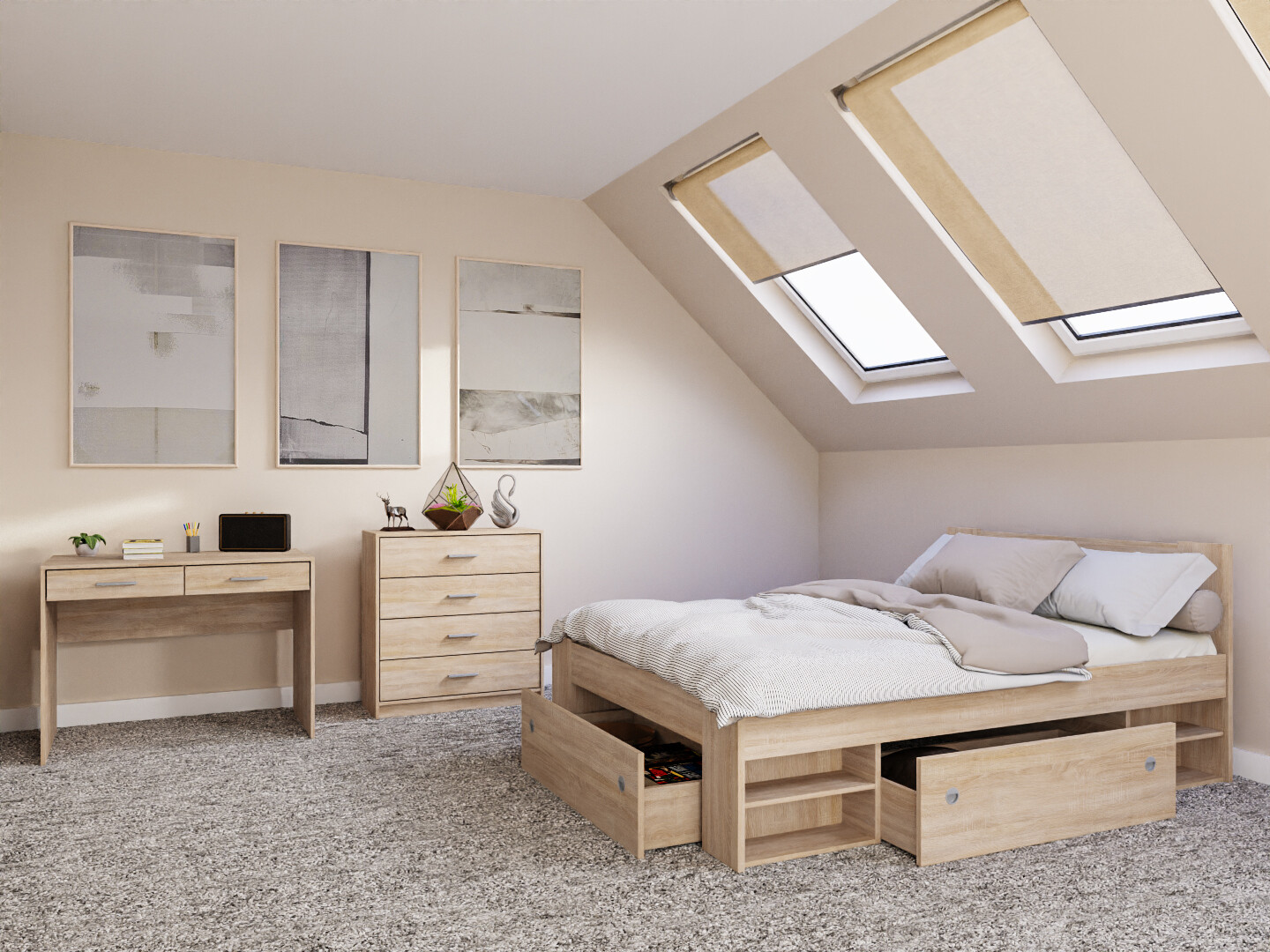 Schlafzimmer-Set Novsore 155 (Sonoma Eichenholzoptik)