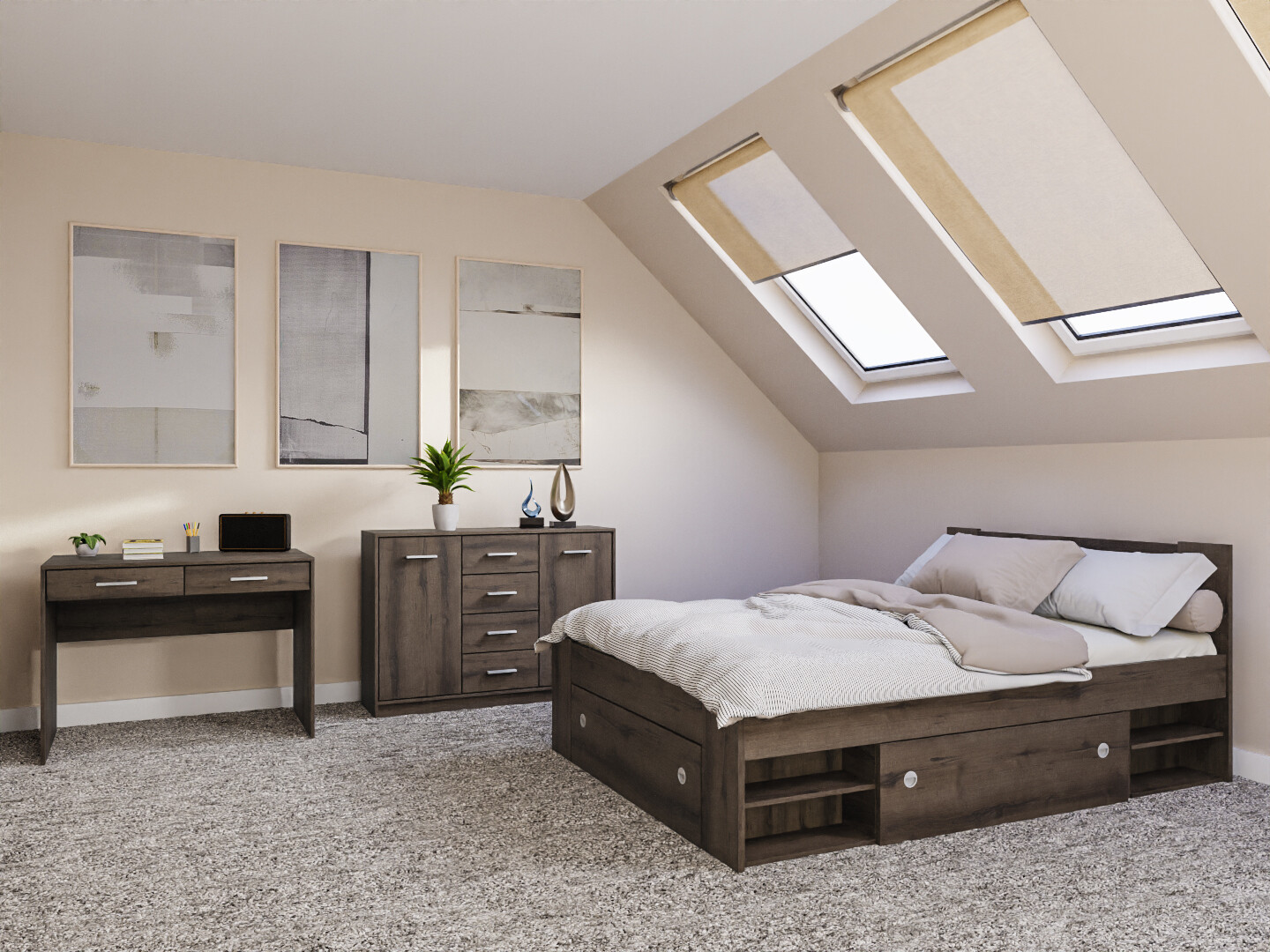 Schlafzimmer-Set Novsore 156 (Eichenholzoptik dunkel)