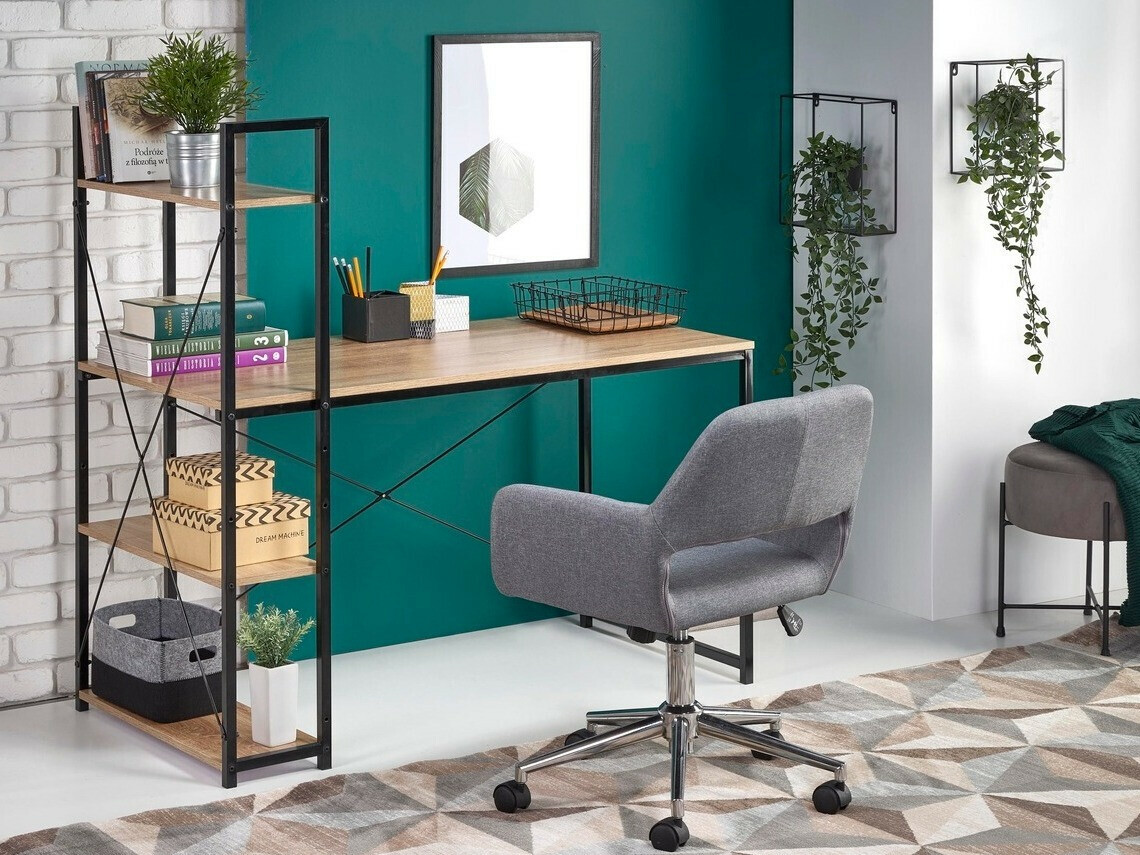 Bürotisch Houston 1888 (Sonoma Eichenholzoptik + Schwarz)