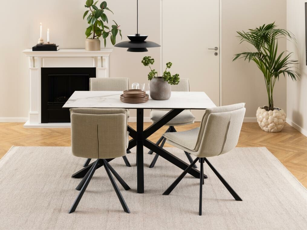 Tisch Norsica 918 (Weißer Marmor + Schwarz)