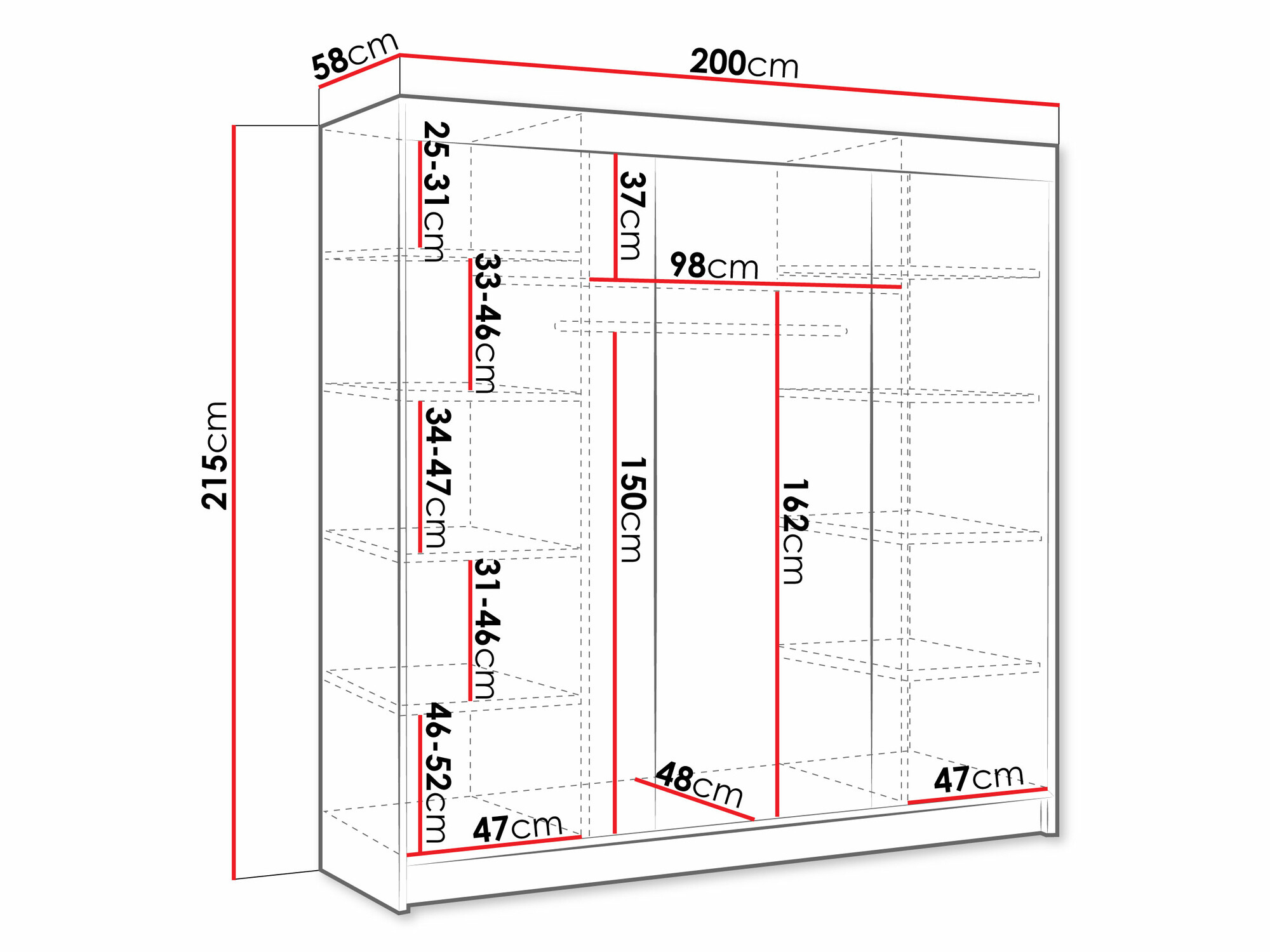 Kleiderschrank Closico Durion II (Schwarz + Weiß)