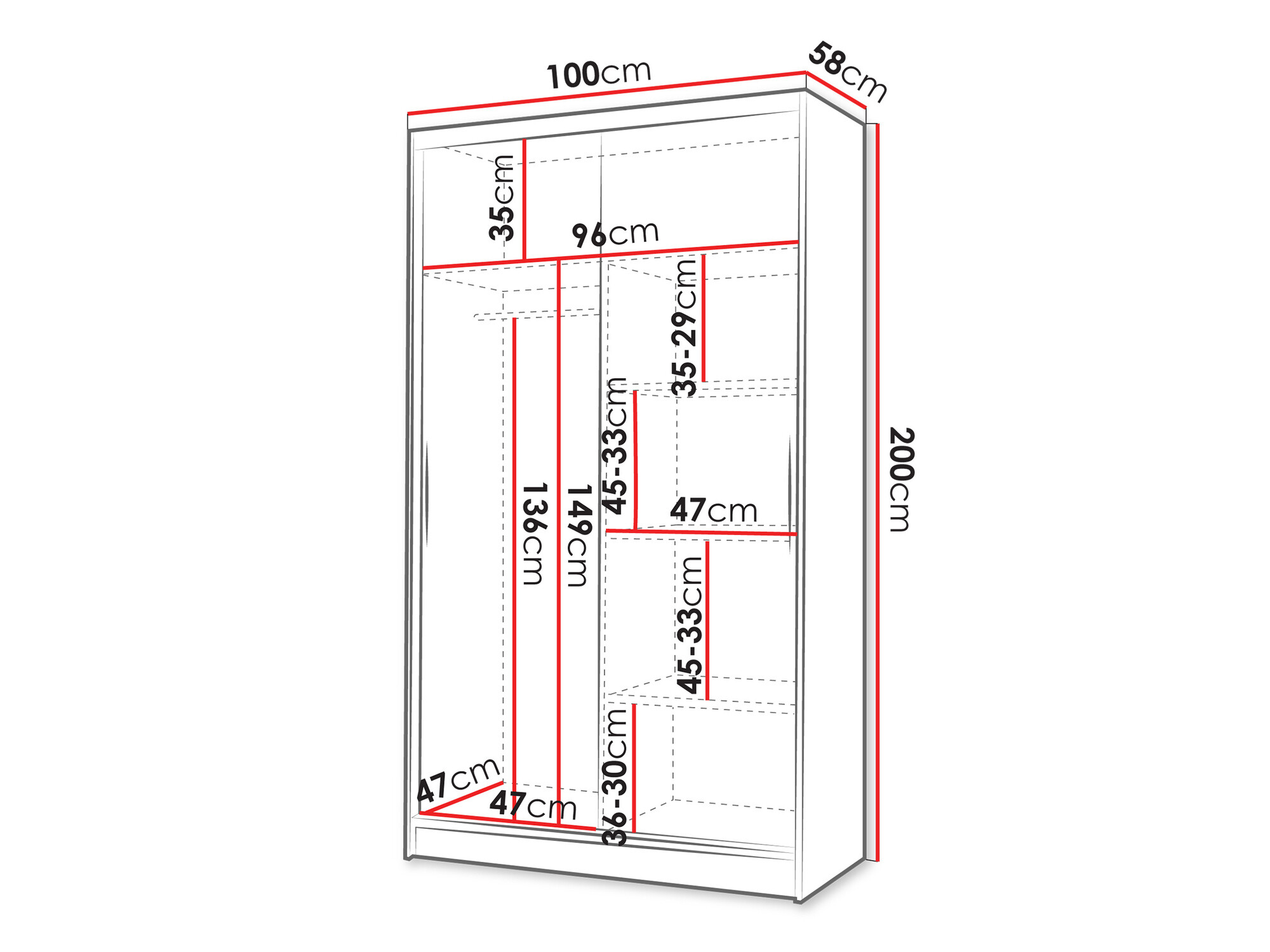 Kleiderschrank Closico Structor I (Schwarz + Weiß)