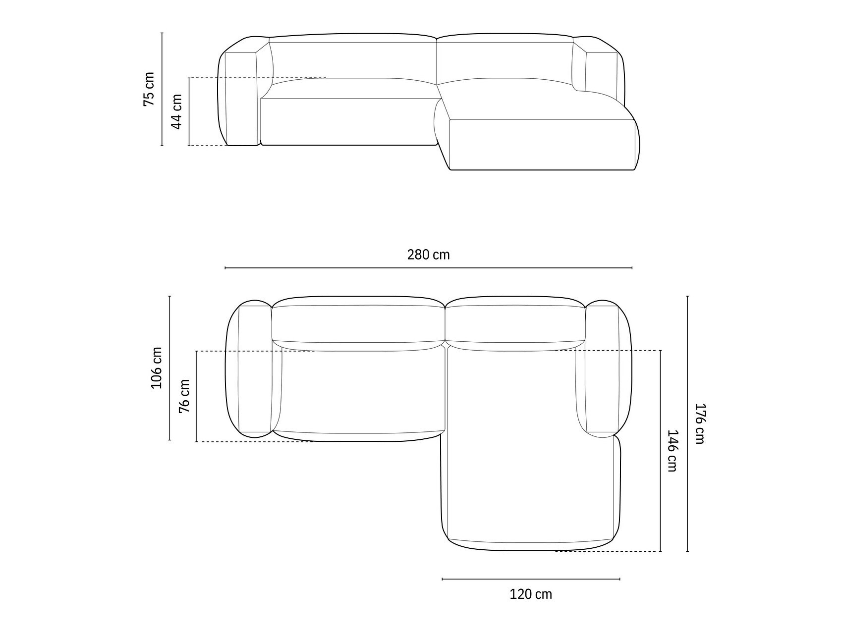 Modulares Ecksofa Sorcoro 105 (Boston Hell Grau)