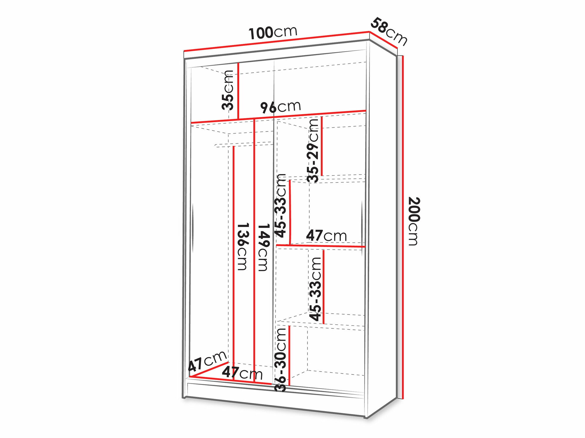 Kleiderschrank Closico Structor VI (Schwarz + Weiß)