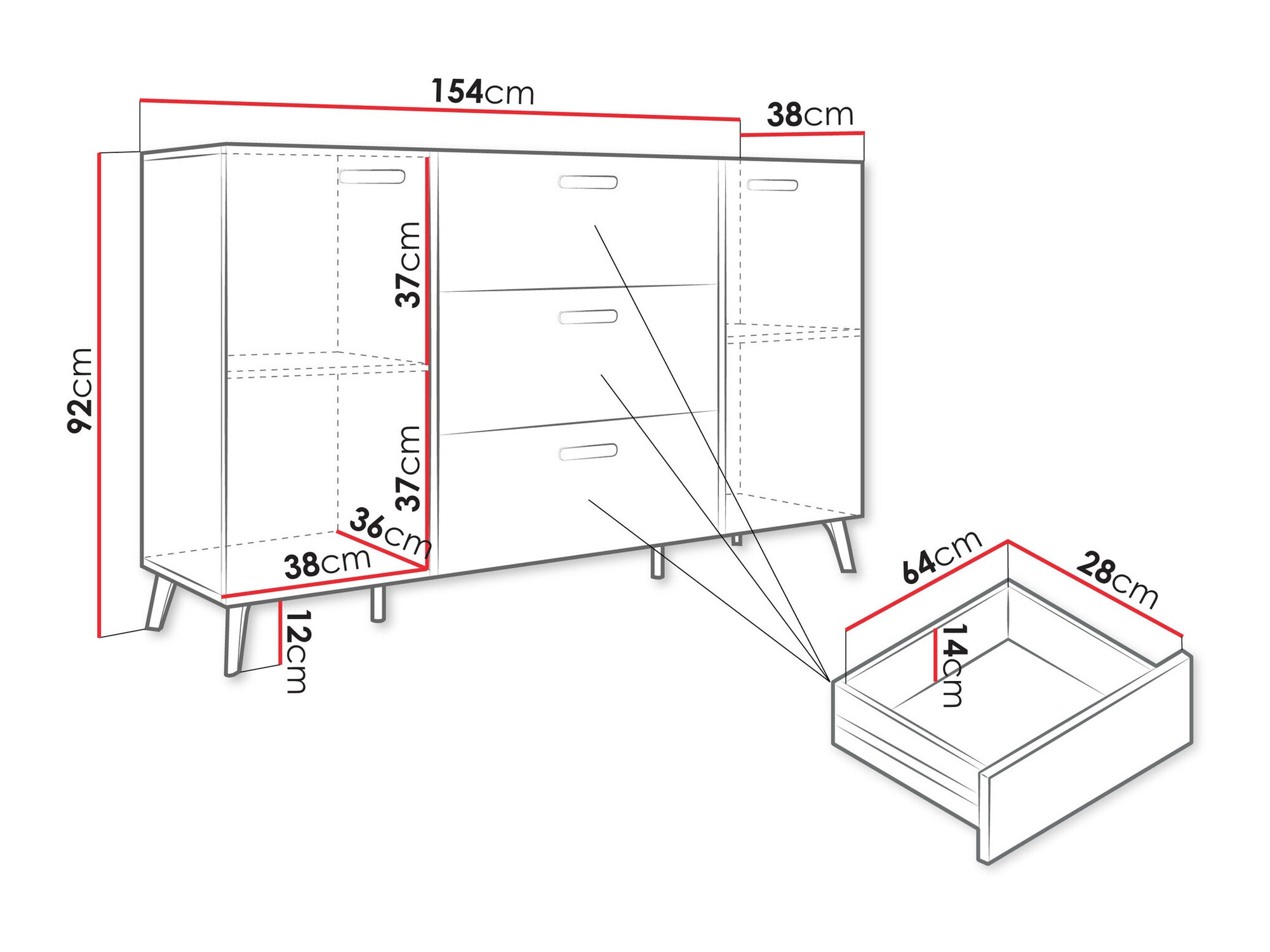 Kommoden Comfivo Capella I (Kaschmir + Glänzendes Kaschmir)