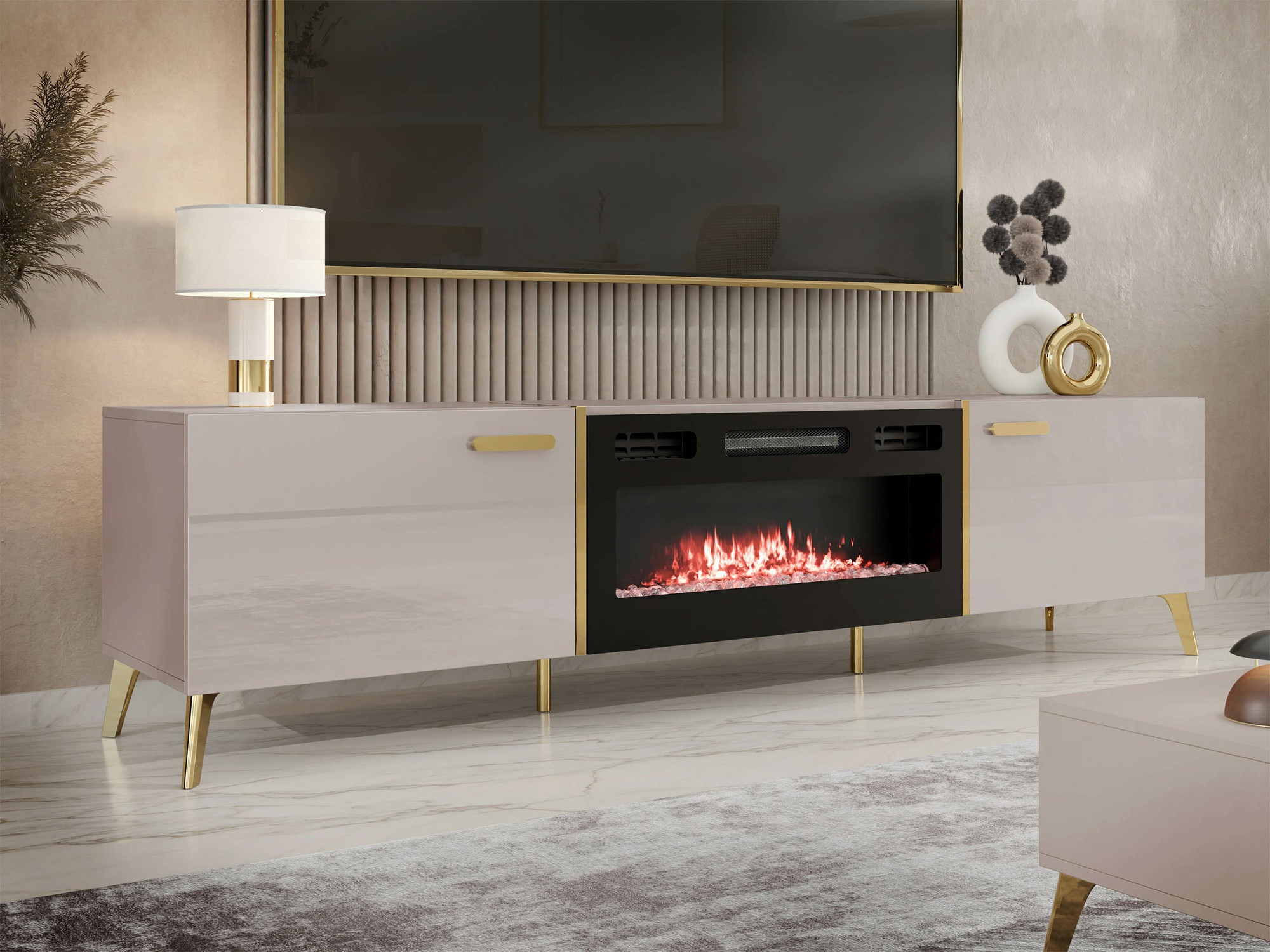 TV-Möbel Comfivo Teslomo 112 (Kaschmir + Glänzendes Kaschmir)