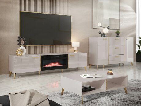 Wohnzimmer-Sets Teslomo 102 (Kaschmir + Glänzendes Kaschmir)