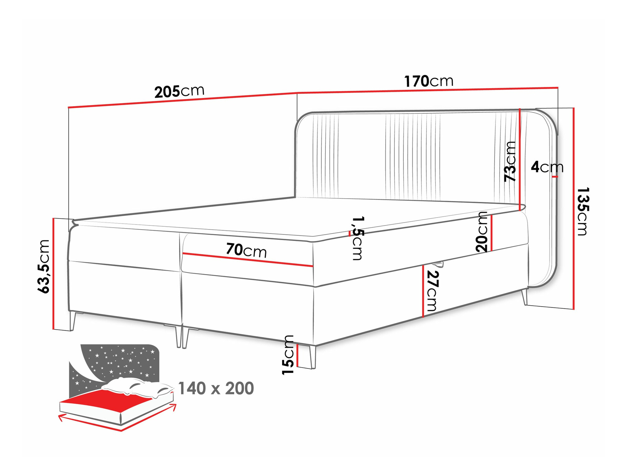 Boxspringbett Baltimore 196 (Magic Velvet 2206)