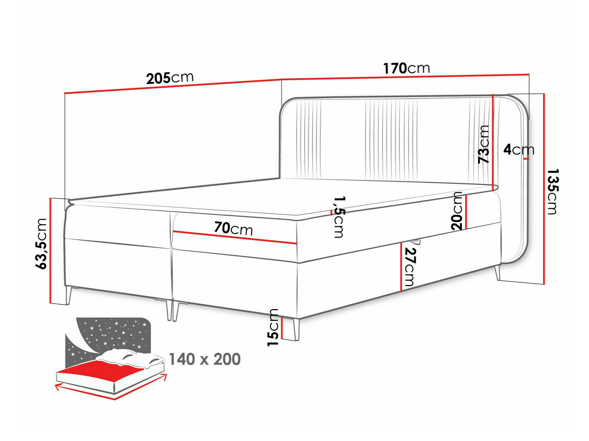 Boxspringbett Baltimore 196 (Magic Velvet 2216)