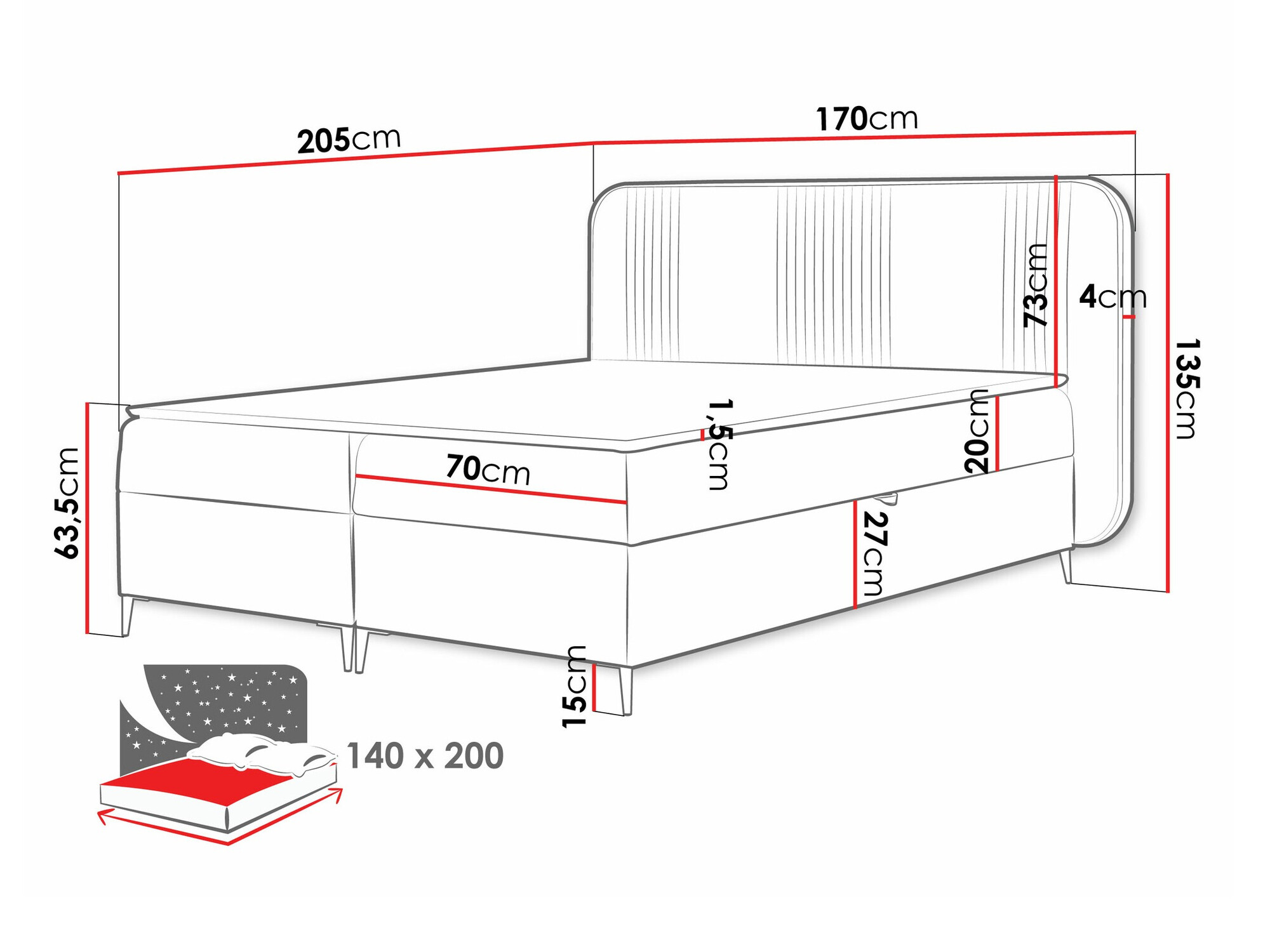 Boxspringbett Baltimore 196 (Magic Velvet 2217)