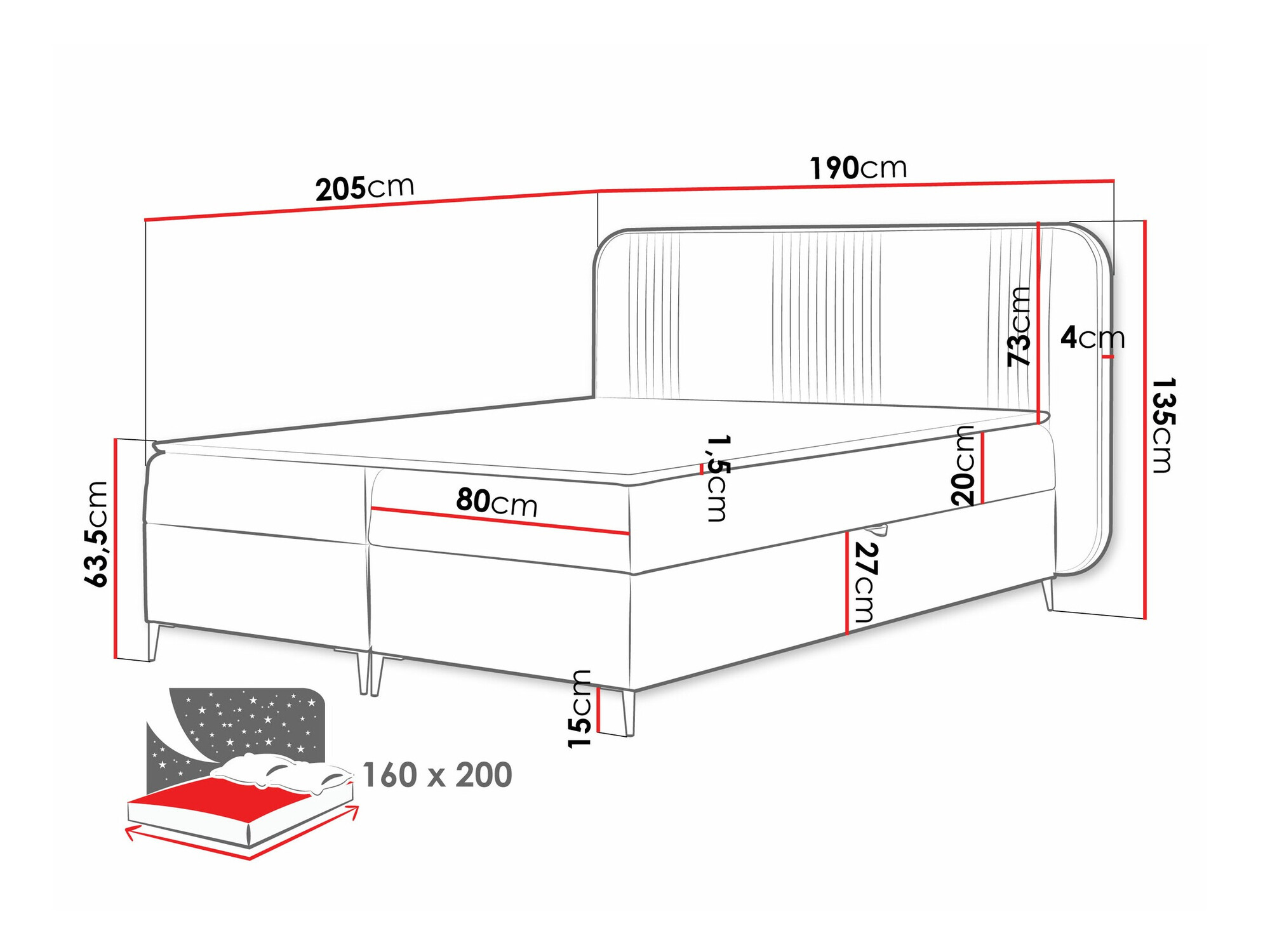 Boxspringbett Baltimore 196 (Magic Velvet 2217)