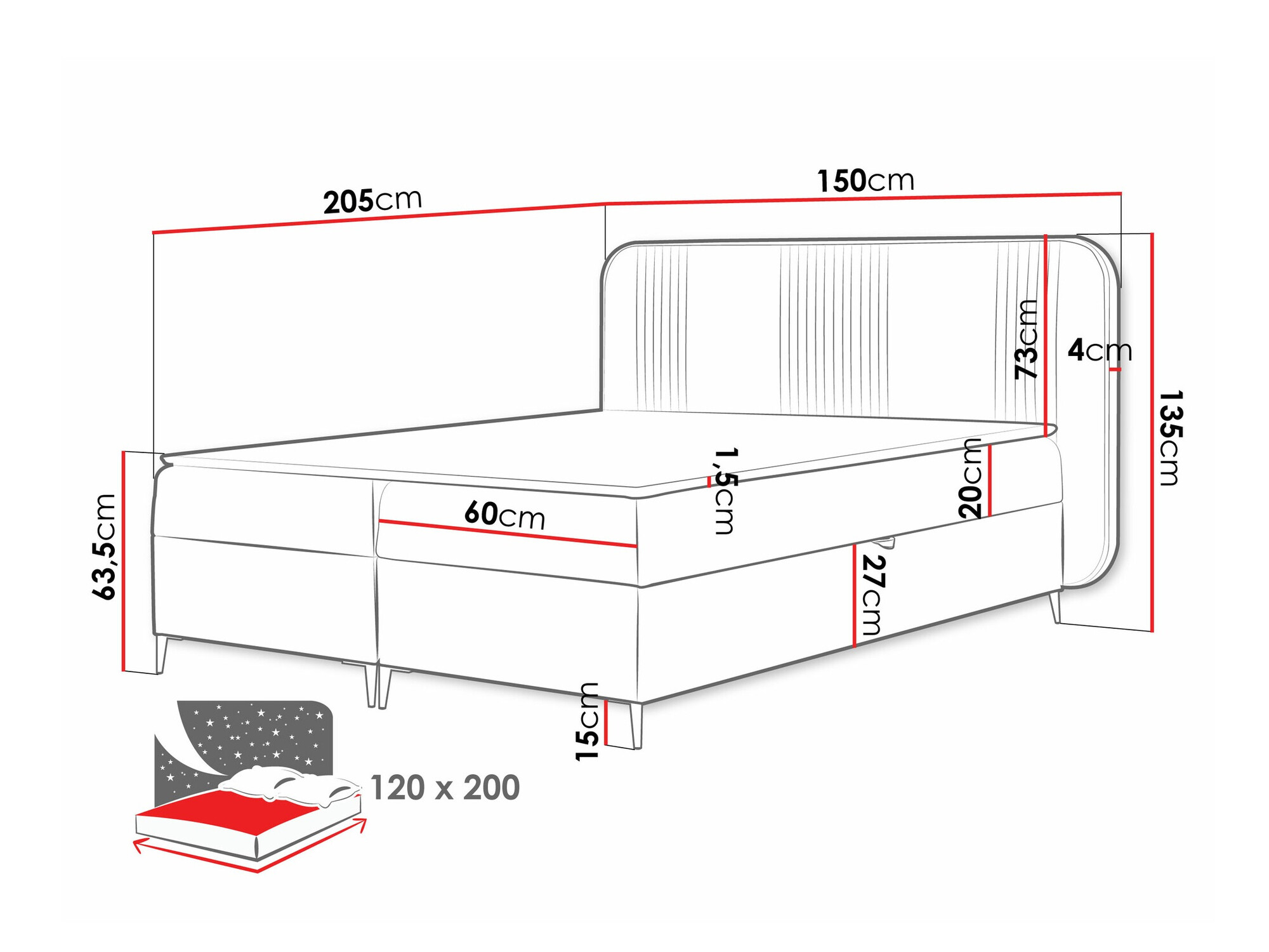 Boxspringbett Baltimore 196 (Magic Velvet 2219)