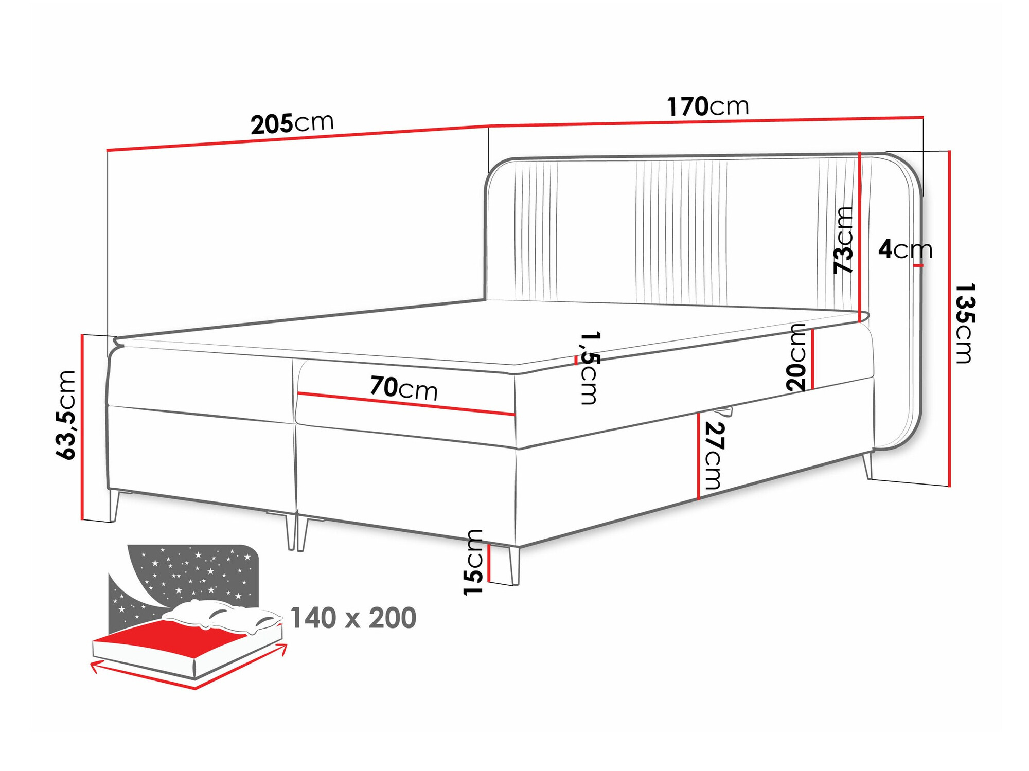 Boxspringbett Baltimore 196 (Magic Velvet 2219)