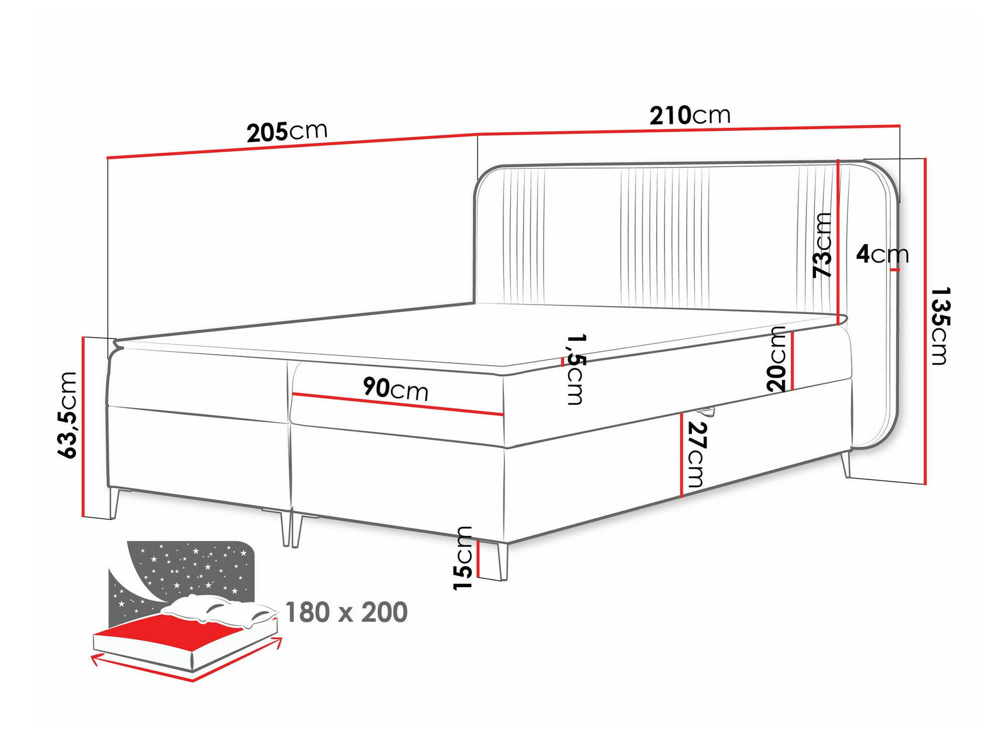 Boxspringbett Baltimore 196 (Magic Velvet 2225)