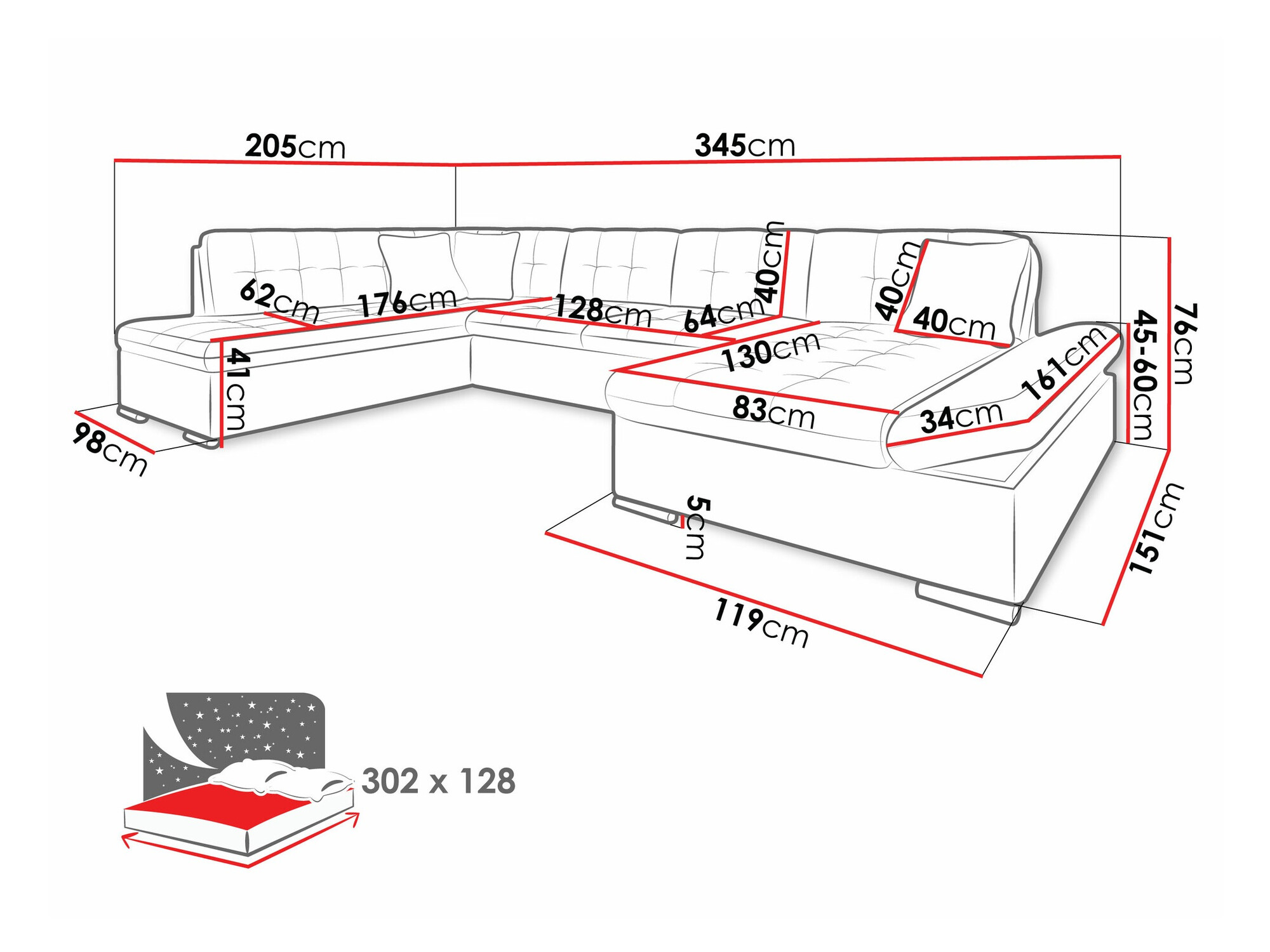 Ecksofa Comfivo 150 (Coral 65)