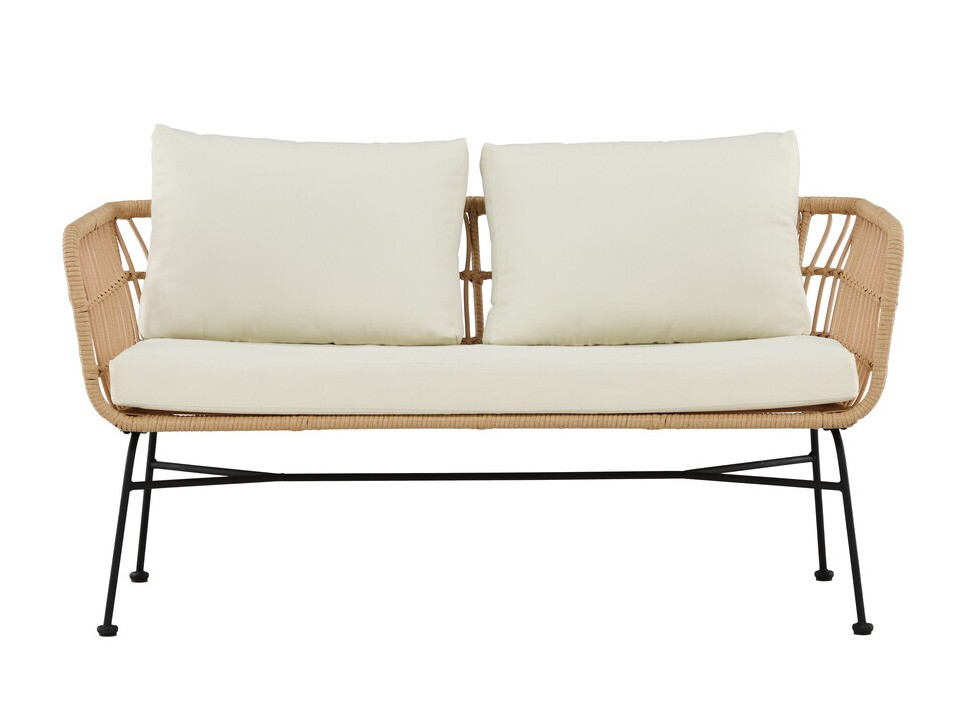 Gartensofa Dallas 5187 (Helles Holz + Beige)