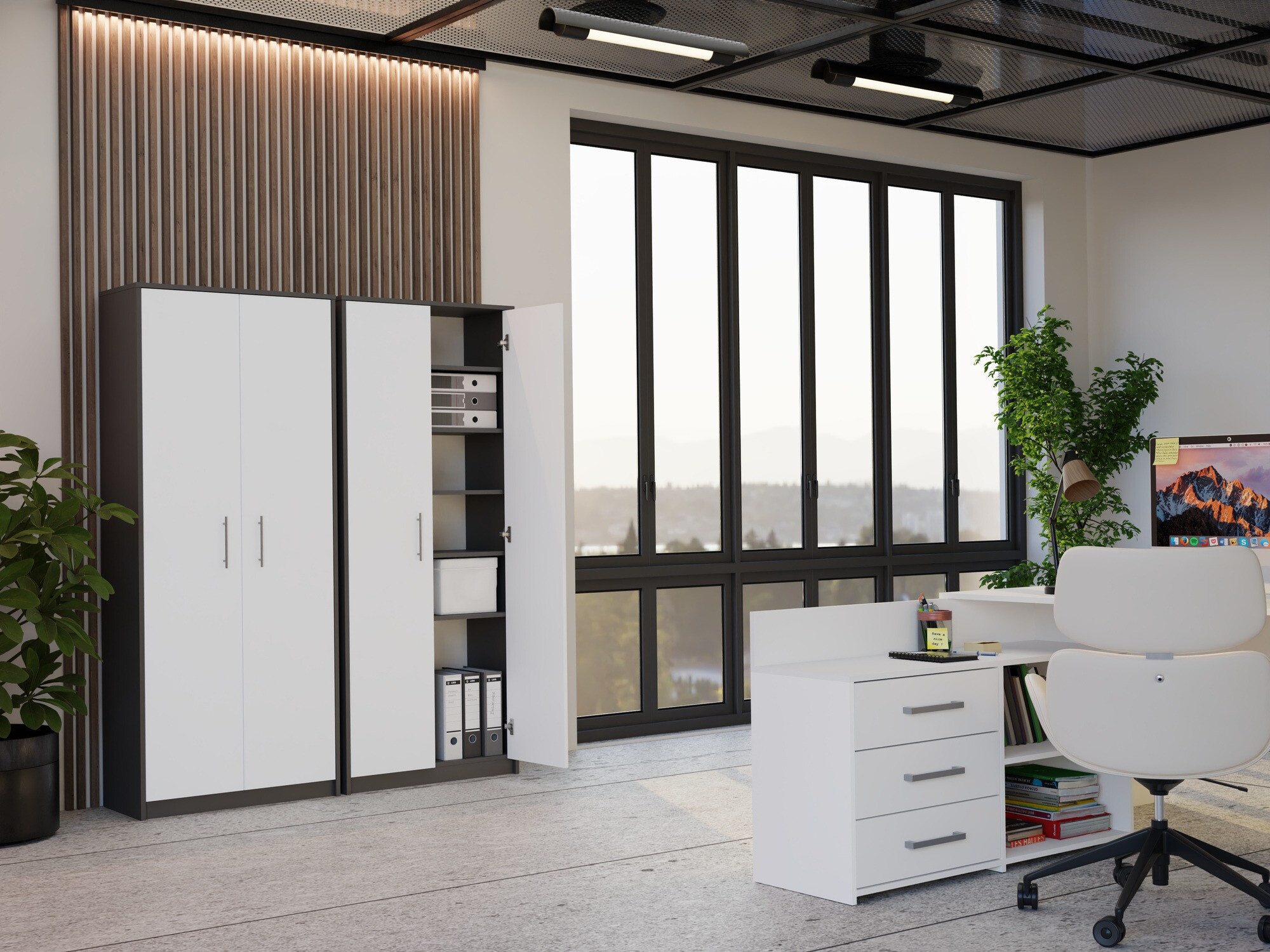 Regal Mandeville 196 (Anthrazit + Weiß)