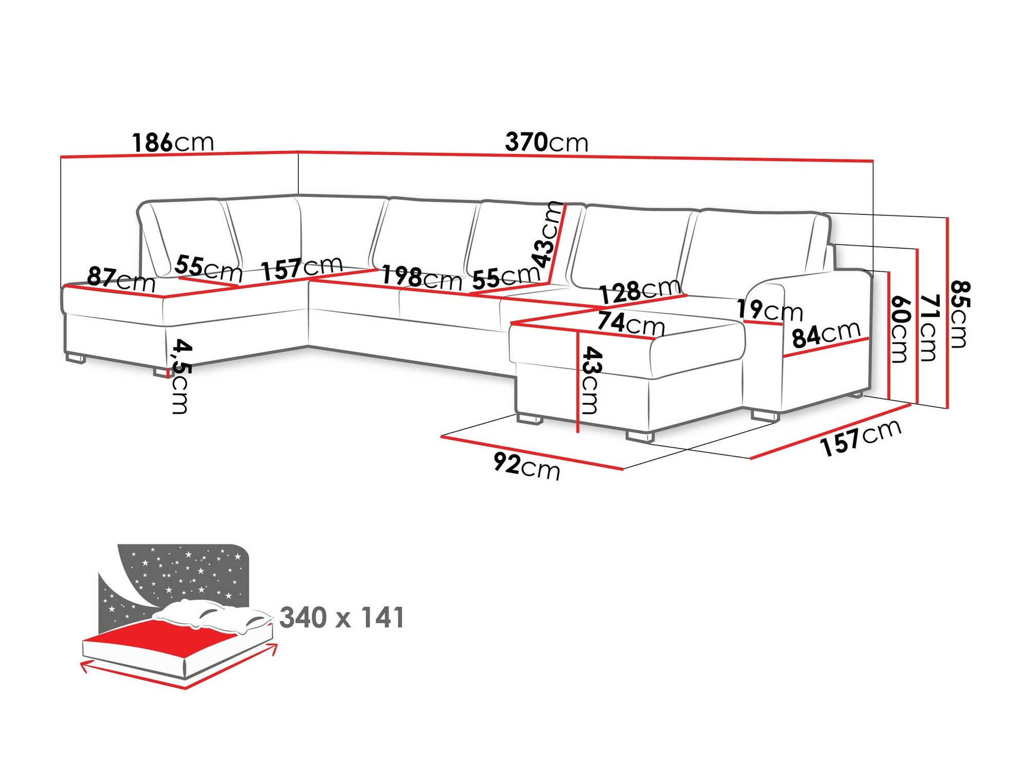 Ecksofa Comfivo Flumen I (Clara 215.10)