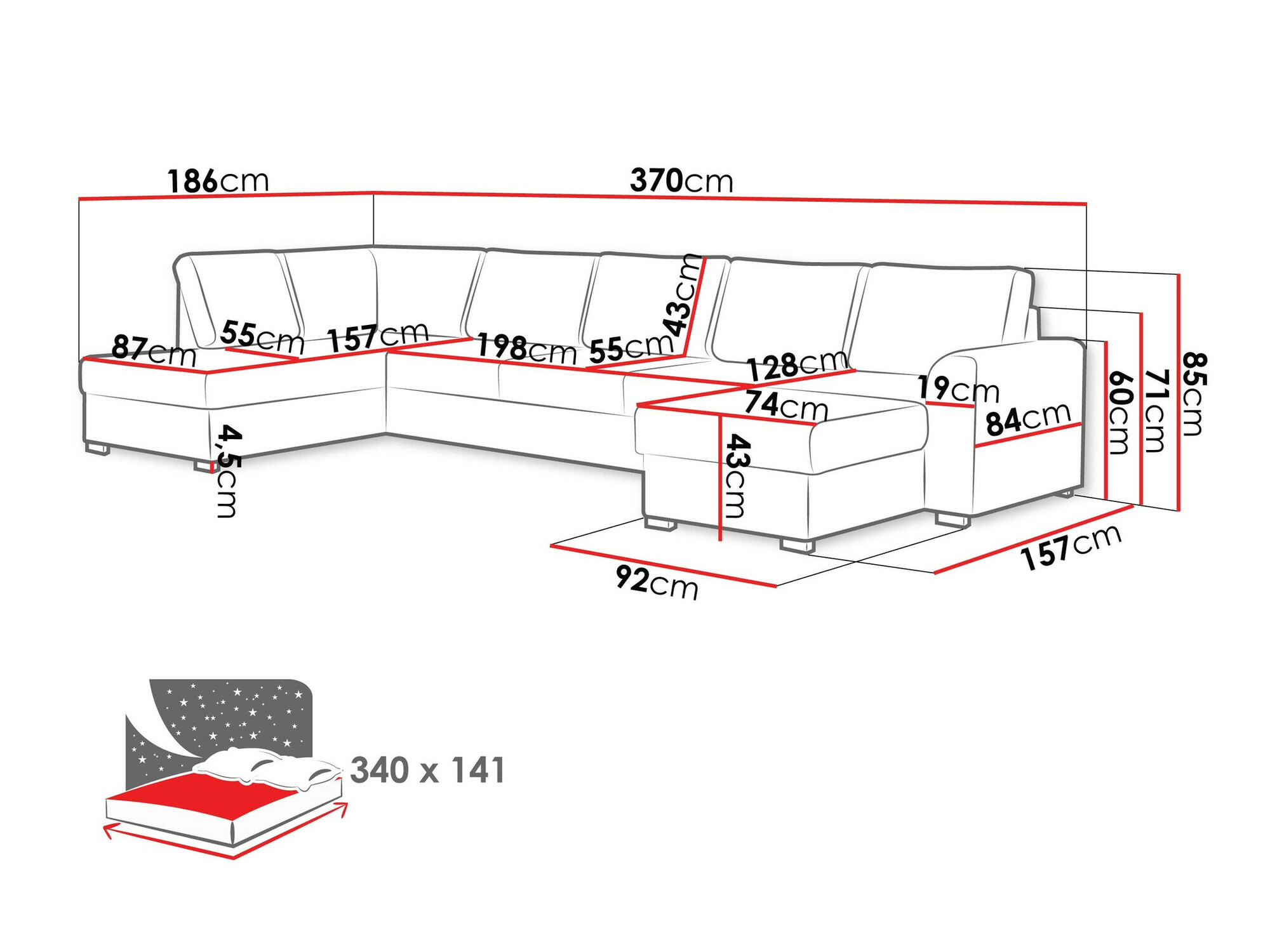 Ecksofa Comfivo Flumen I (Coral 45)