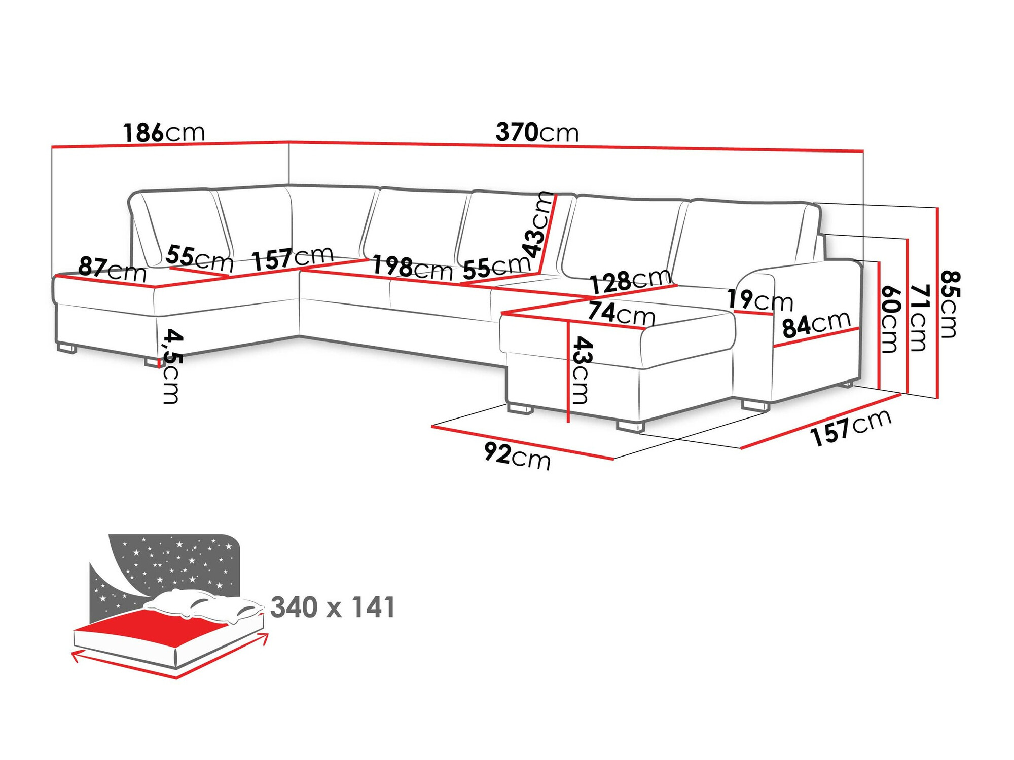 Ecksofa Comfivo Flumen I (Coral 55)