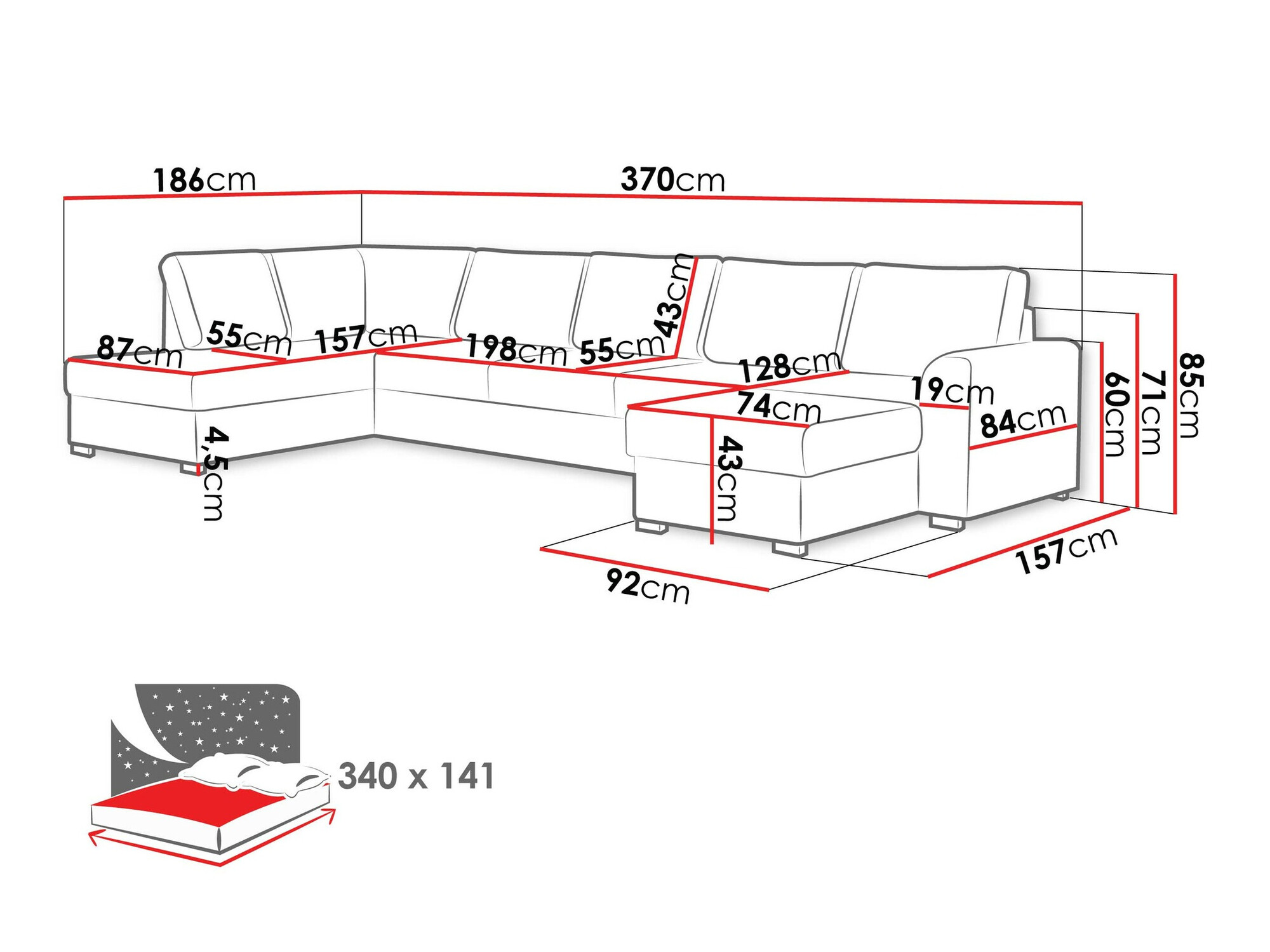 Ecksofa Comfivo Flumen I (Coral 55)