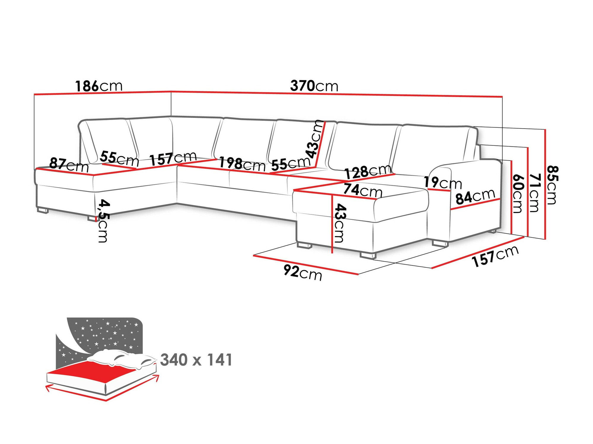 Ecksofa Comfivo Flumen I (Flow 22)