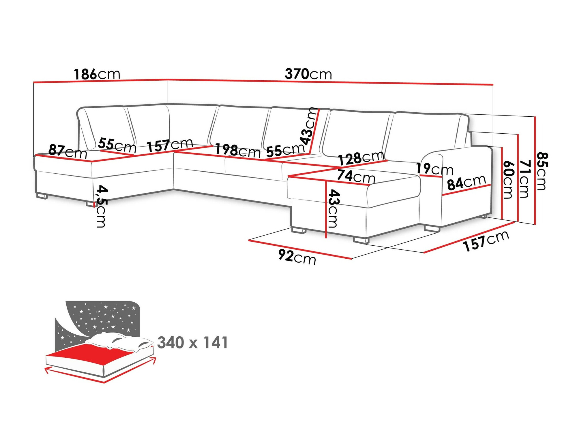 Ecksofa Comfivo Flumen I (Magic Velvet 2217)