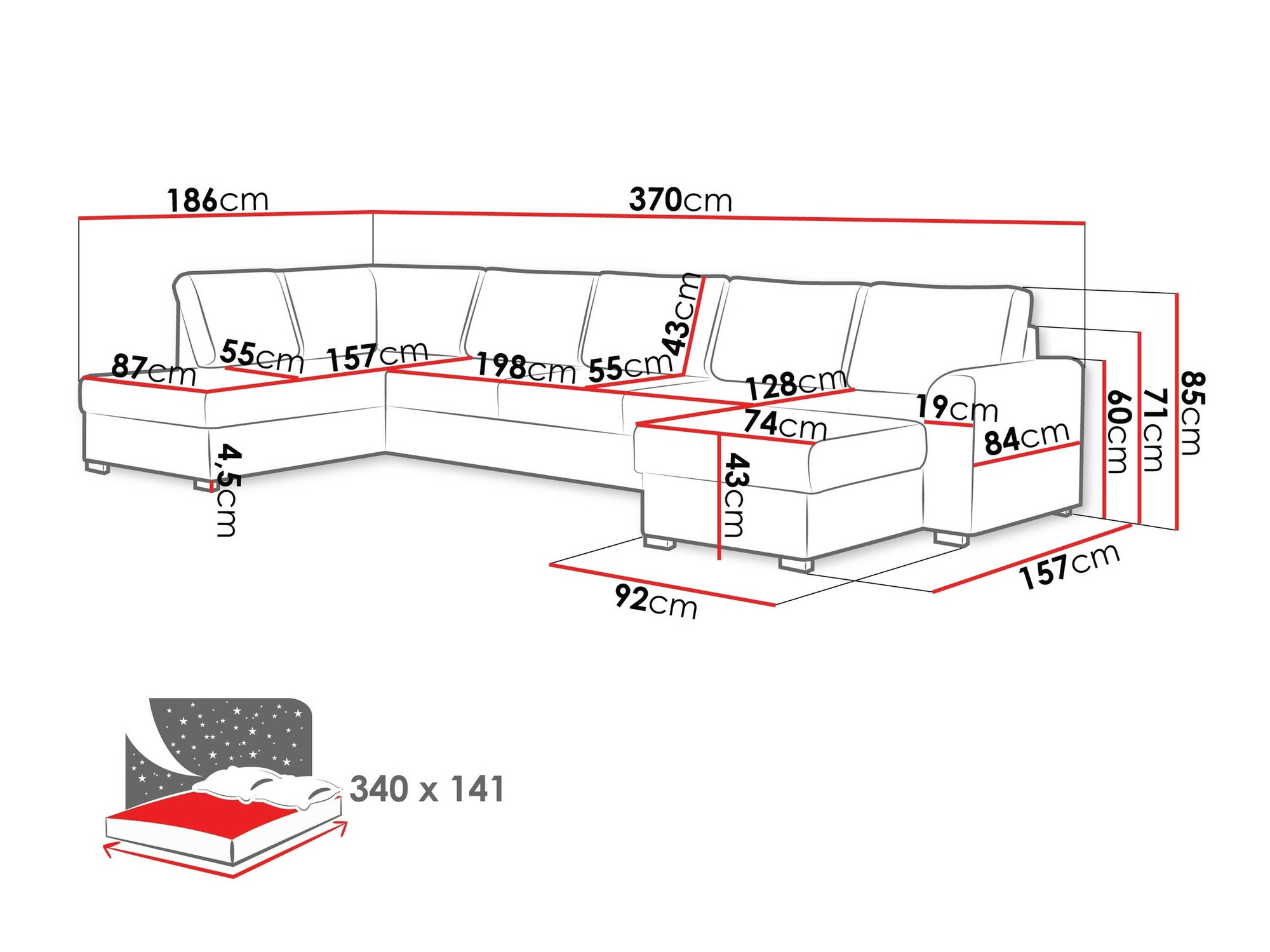 Ecksofa Comfivo Flumen I (Magic Velvet 2217)