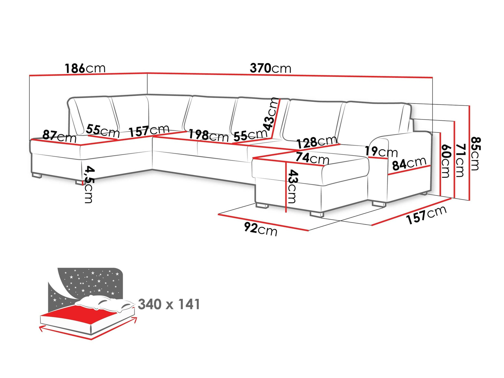 Ecksofa Comfivo Flumen I (Soft 017 + Lux 06)