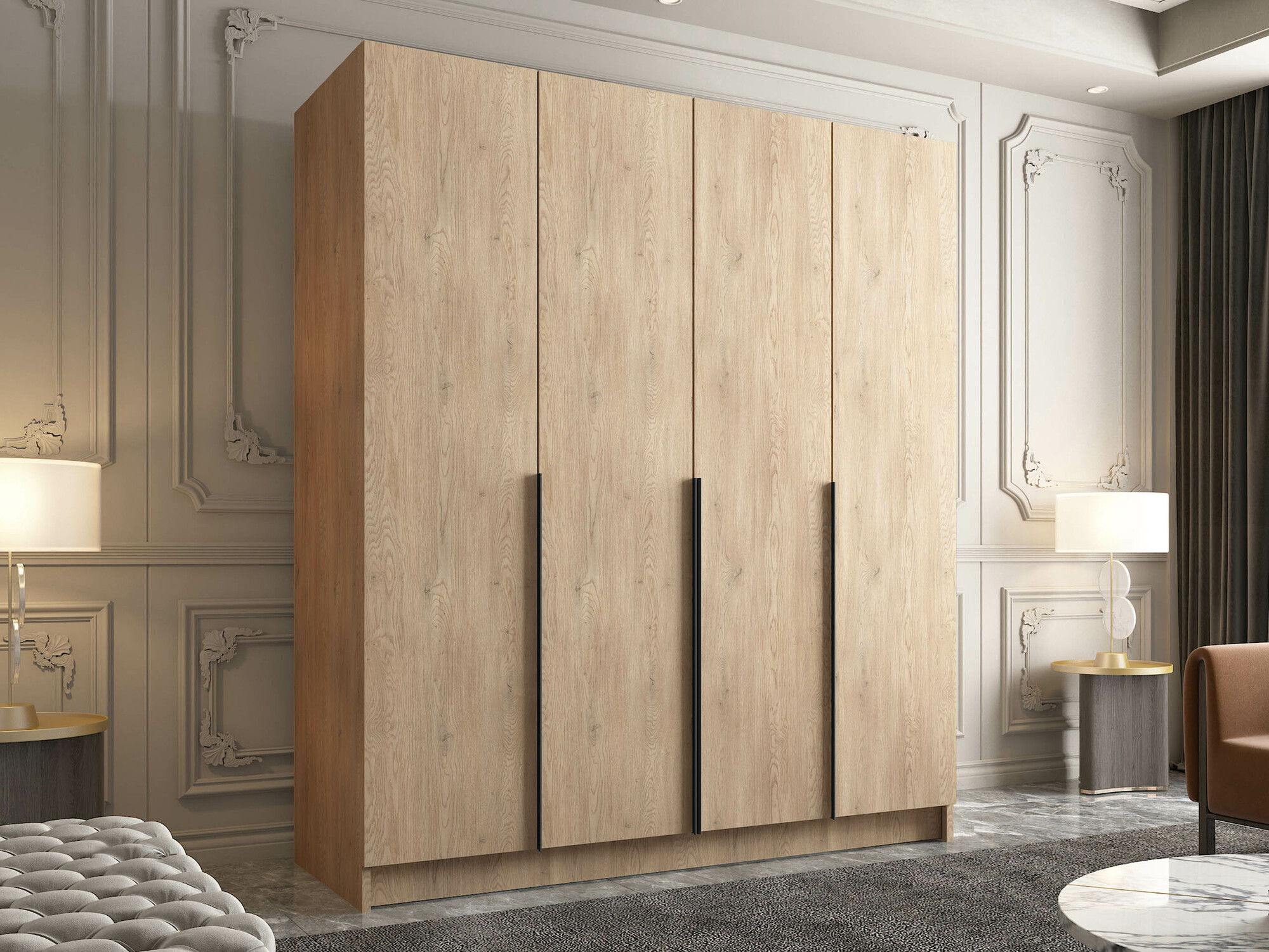 Kleiderschrank Closico Navor I (Helles Holz + Schwarz)