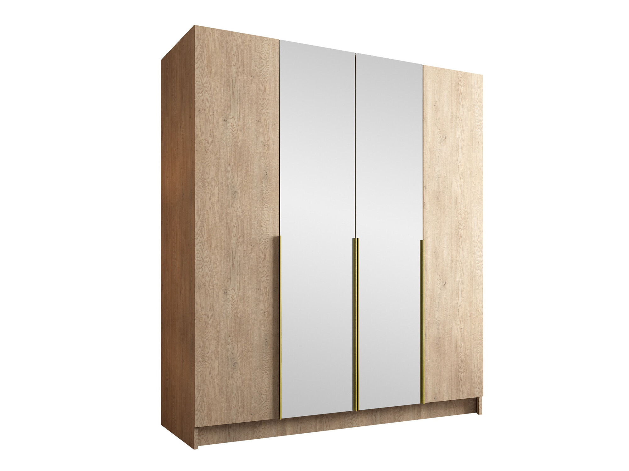 Kleiderschrank Closico Navor II (Helles Holz + Gold)