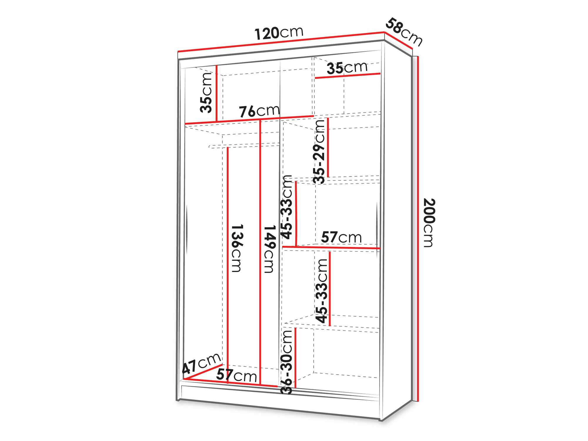 Kleiderschrank Closico Salvor V (Schwarz + Weiß)