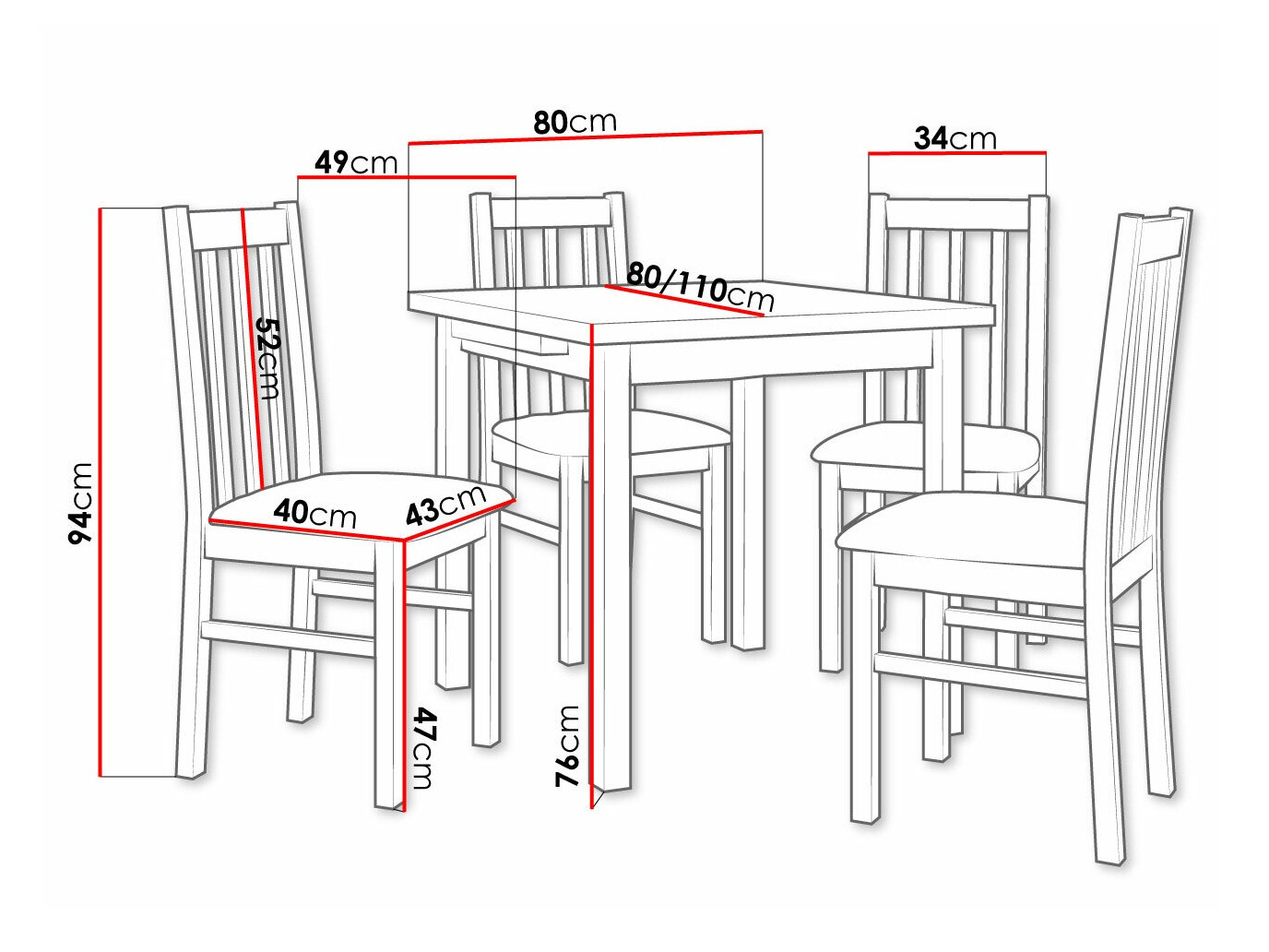 Essgruppe Victorville 263 (Nussholzoptik)
