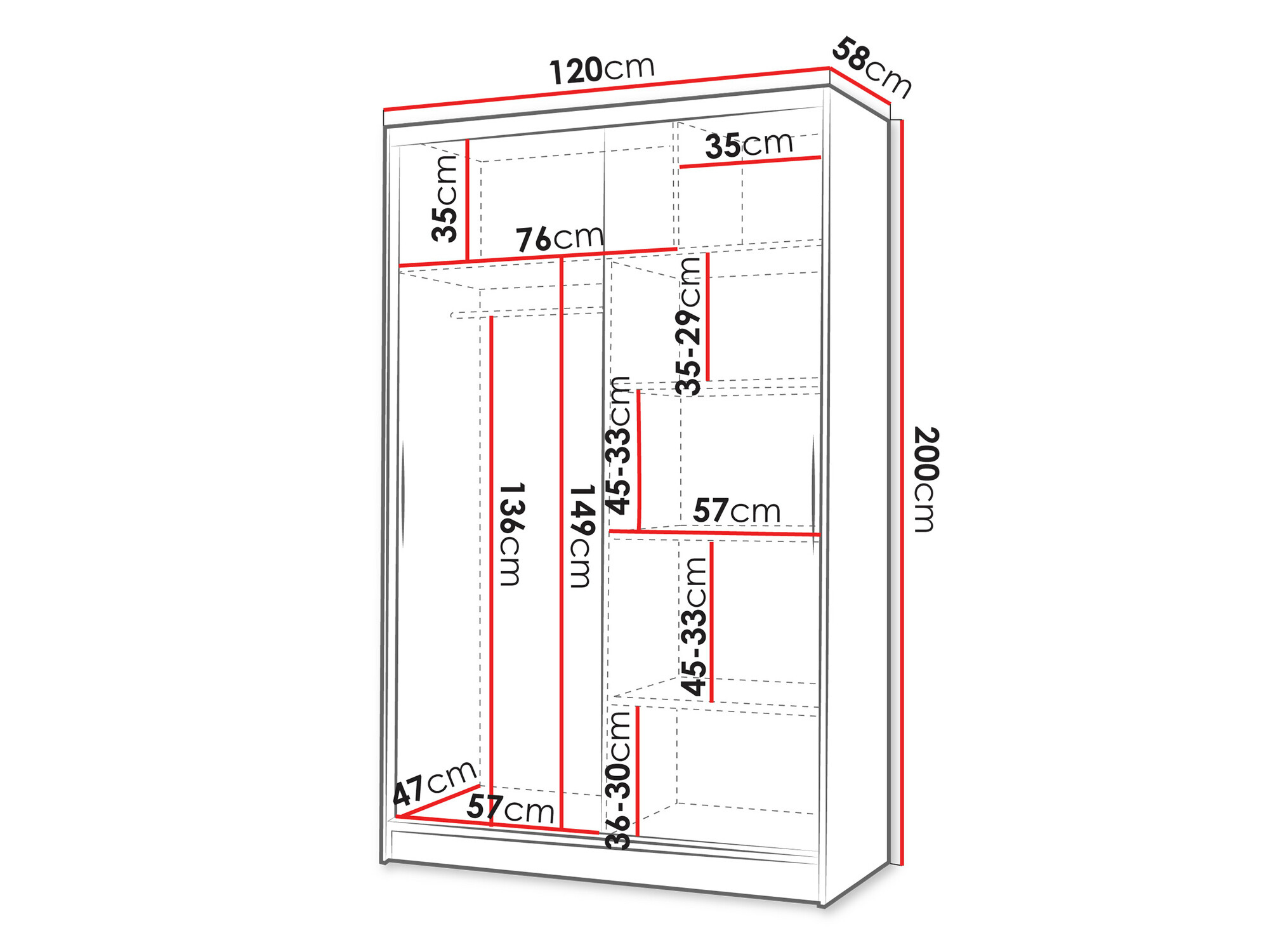 Kleiderschrank Closico 147 (Schwarz)