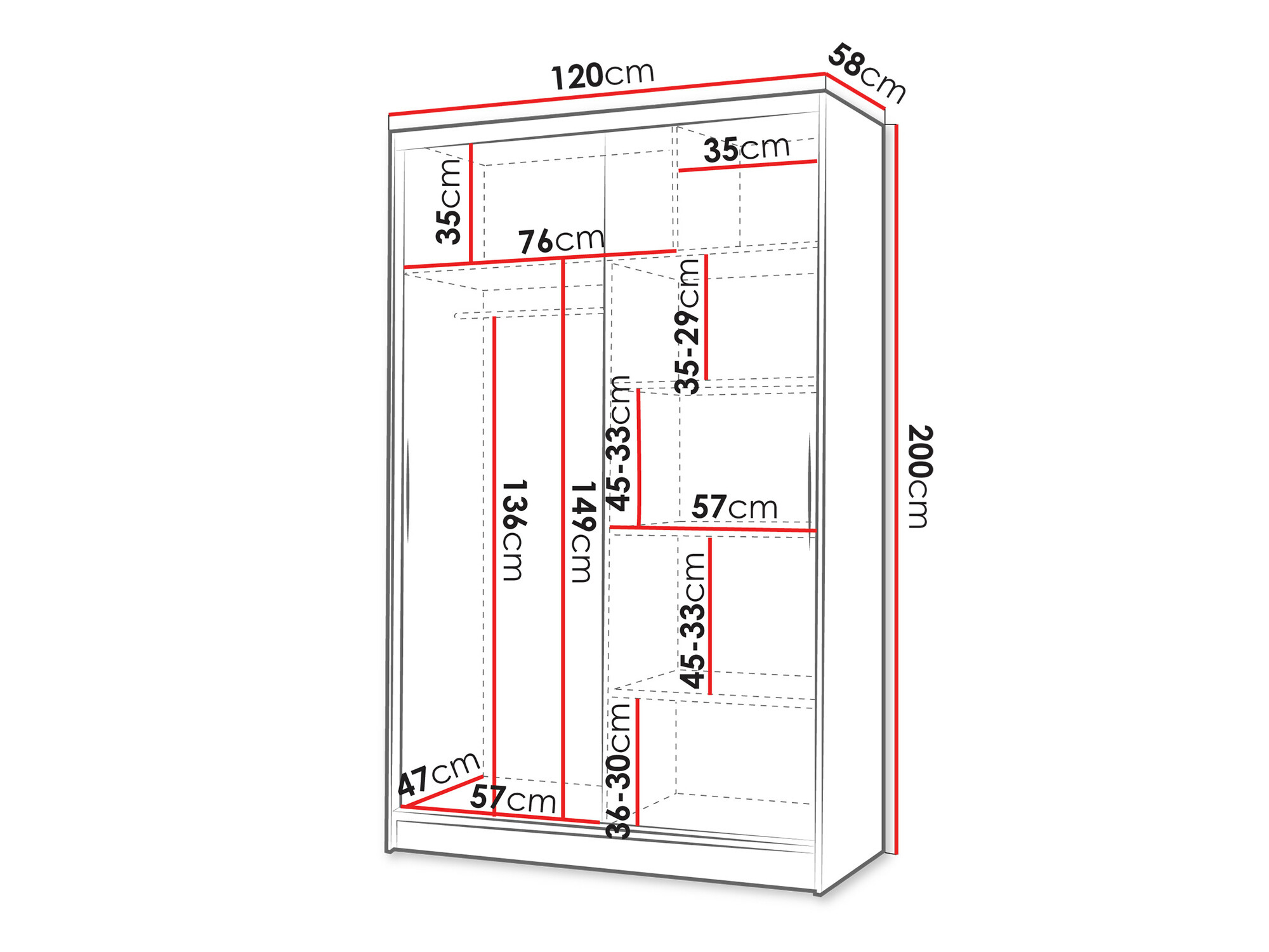 Kleiderschrank Closico 148 (Weiß)