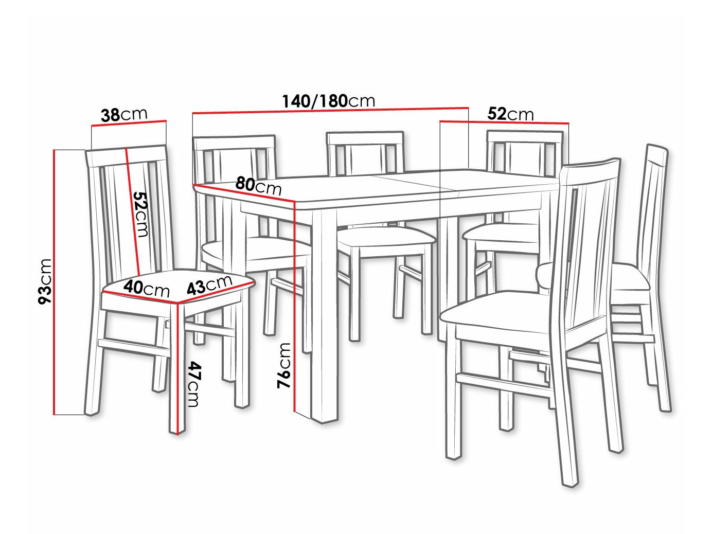 Essgruppe Victorville 311 (Nussholzoptik)