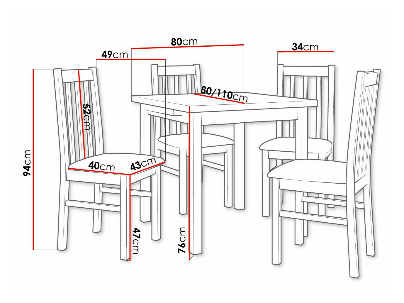 Essgruppe Victorville 319 (Nussholzoptik)