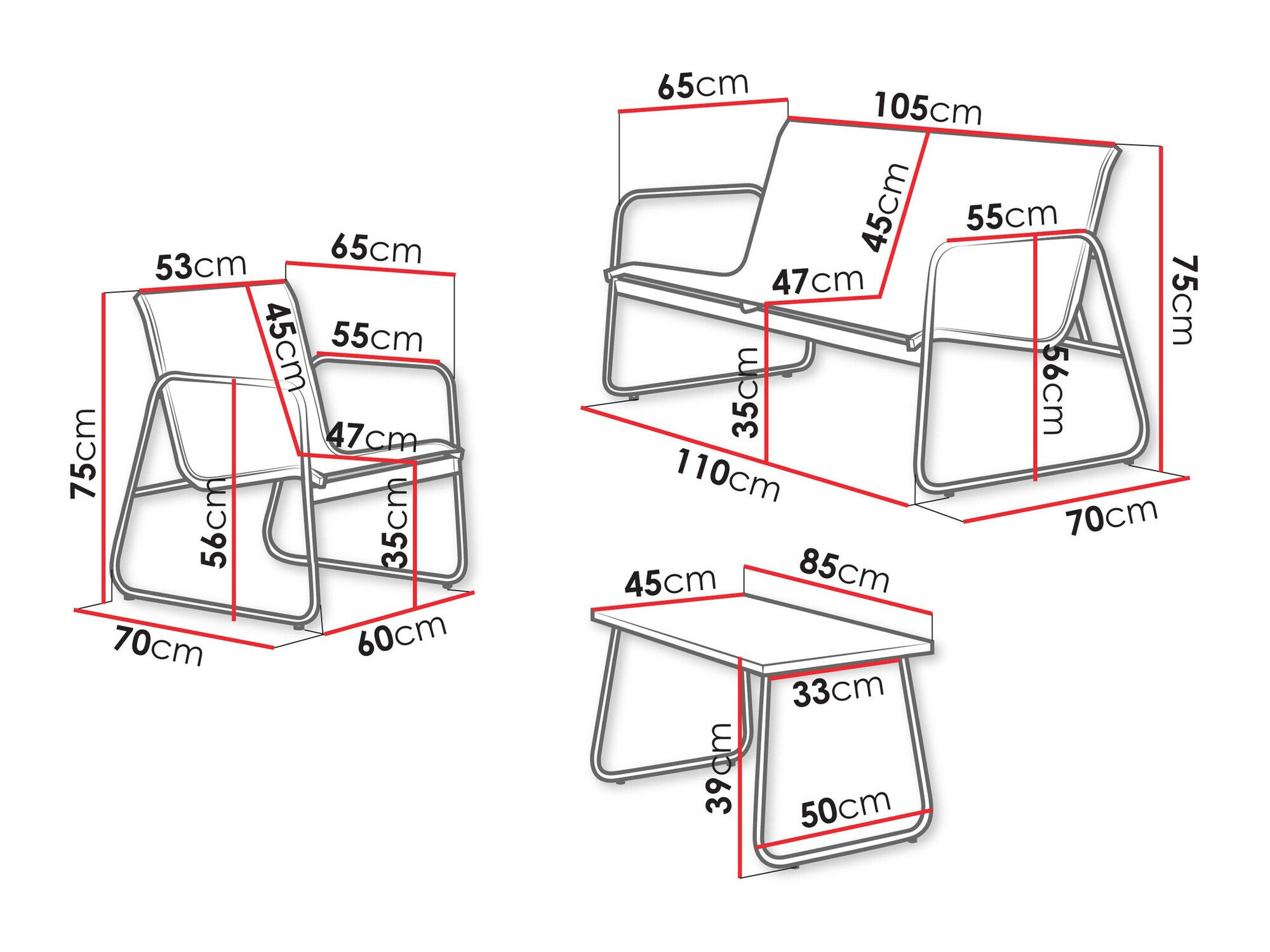 Gartenmöbel-Set Richardson 133 (Anthrazit)