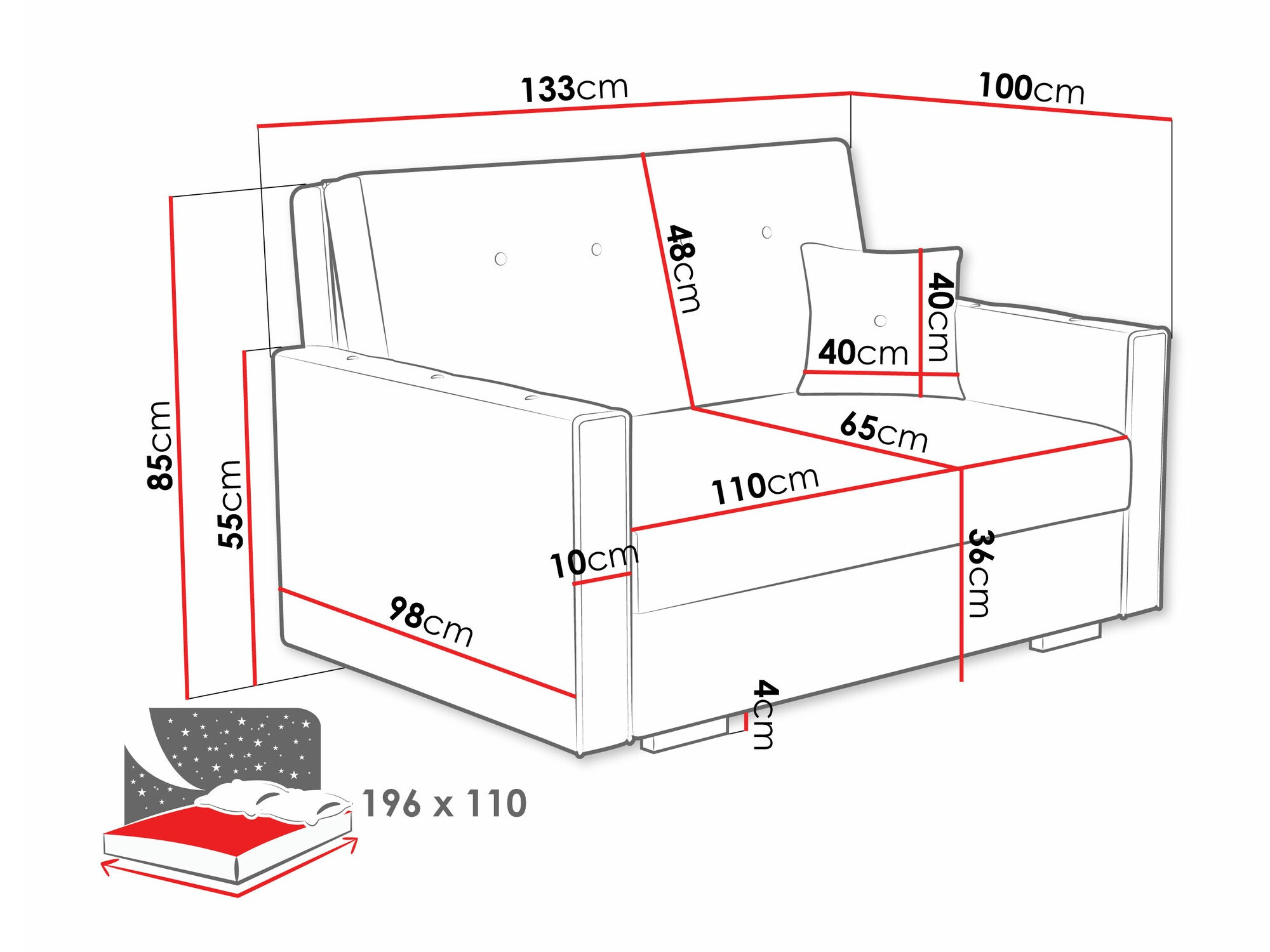 Schlafsofa Caelrin II (Coral 65)