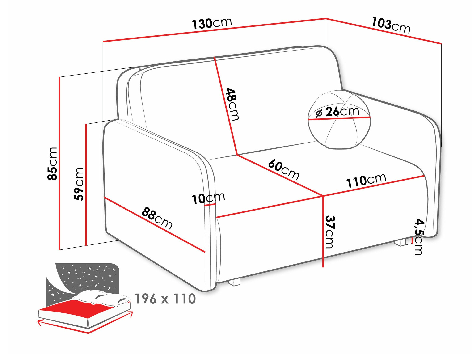 Schlafsofa Poetal II (Coral 45)