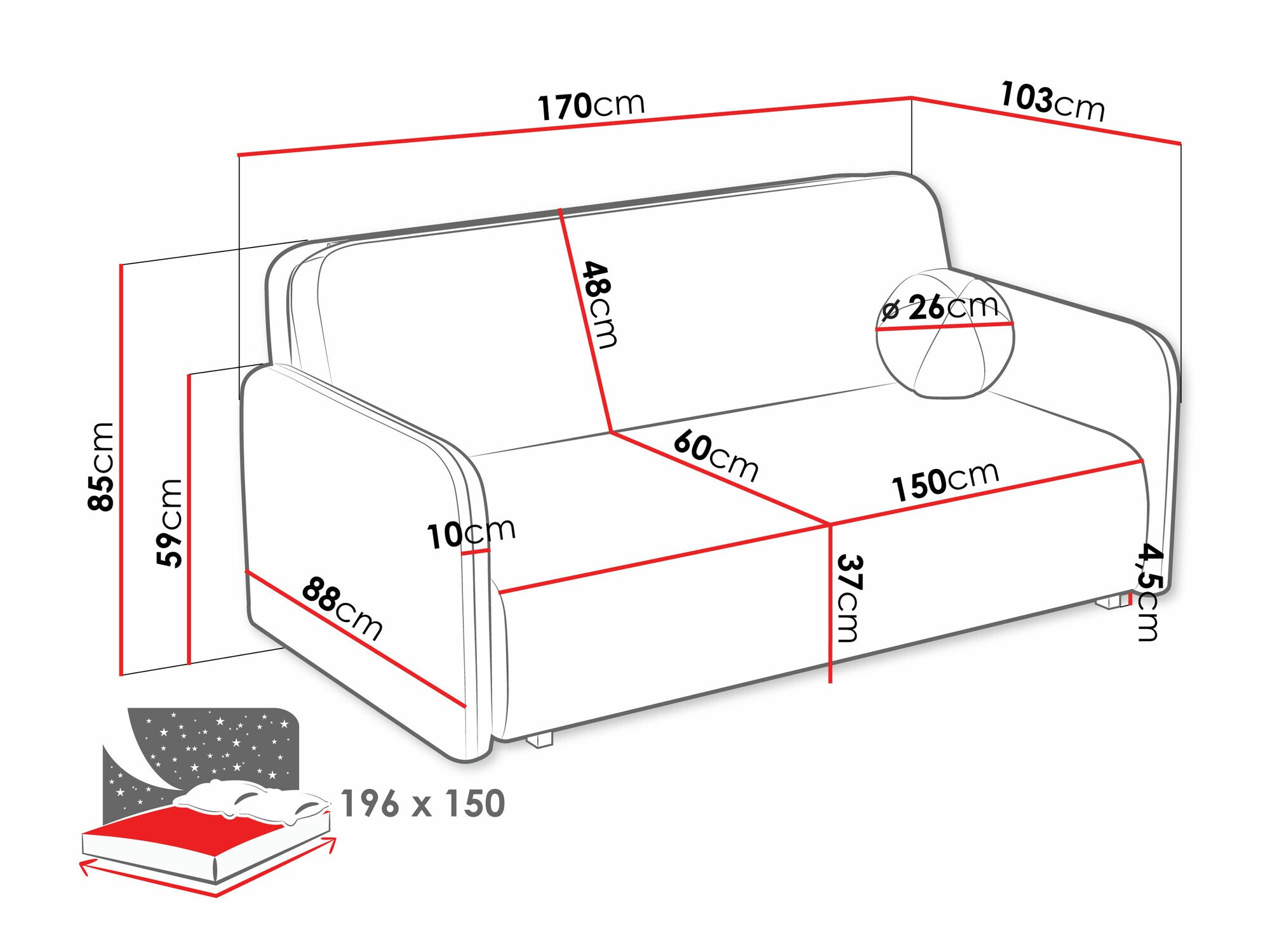 Schlafsofa Poetal IV (Coral 50)