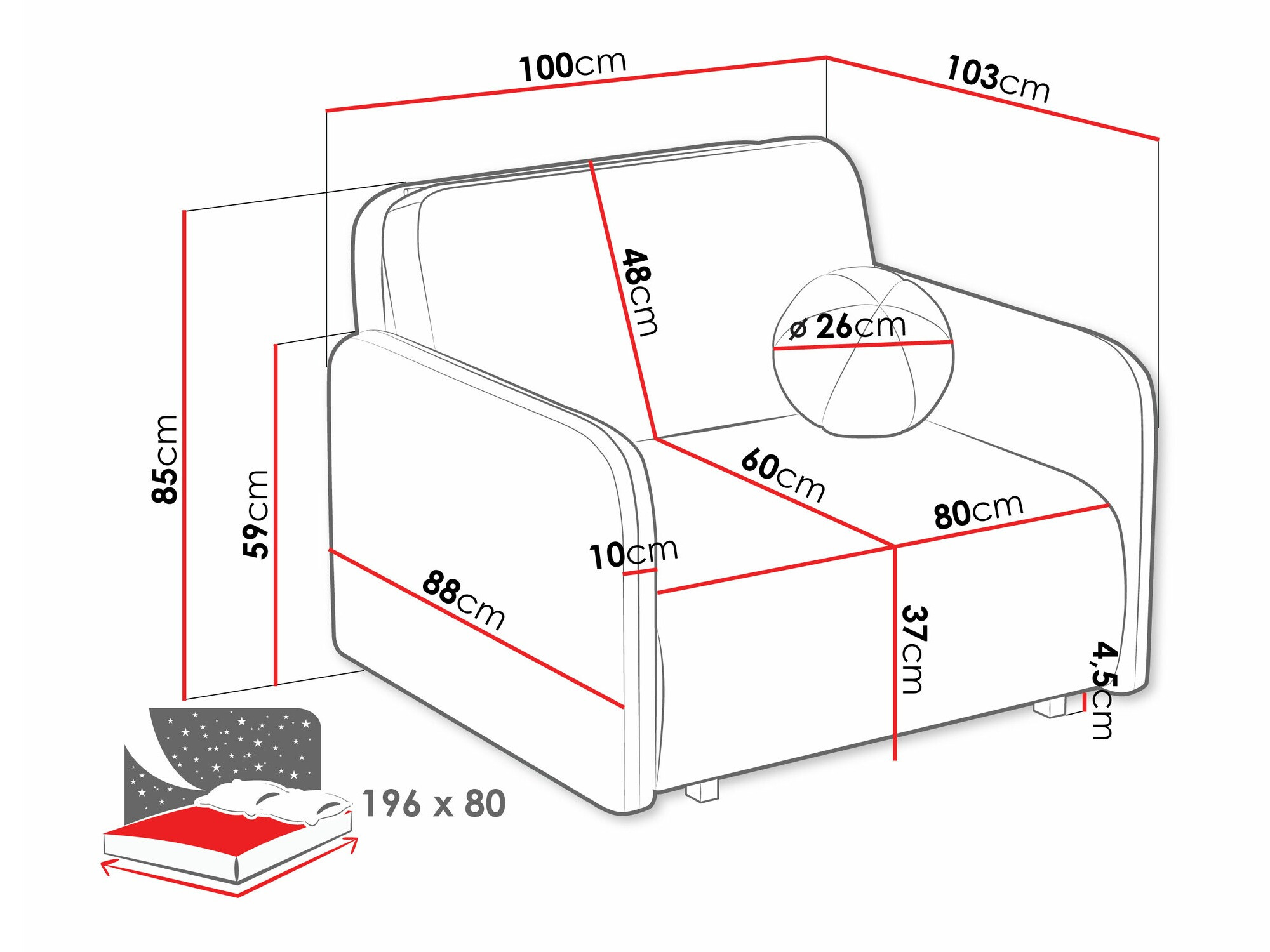 Sessel Poetal I (Coral 65)