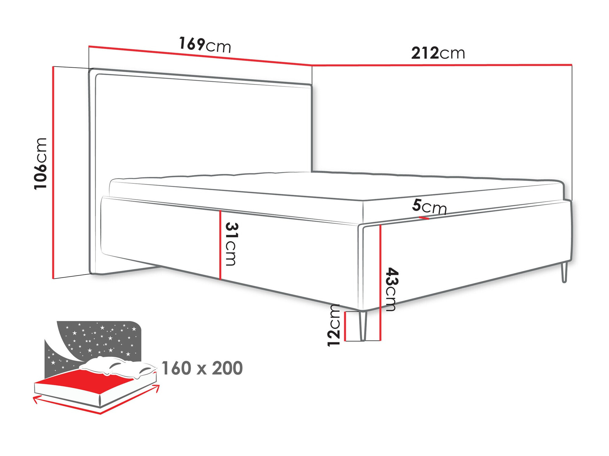 Bett ComfiDream Liruna (Poso 14)
