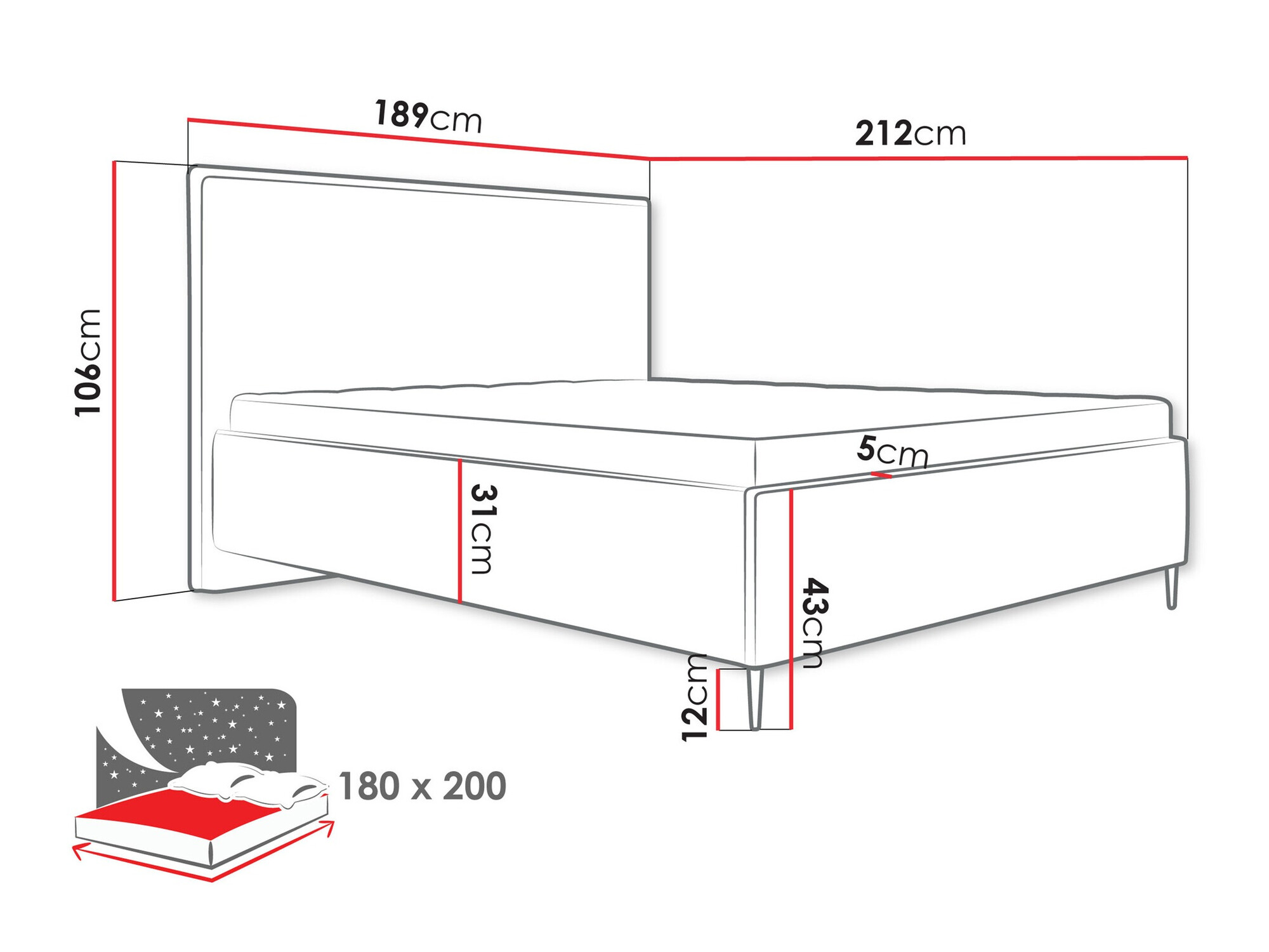 Bett ComfiDream Liruna (Poso 14)