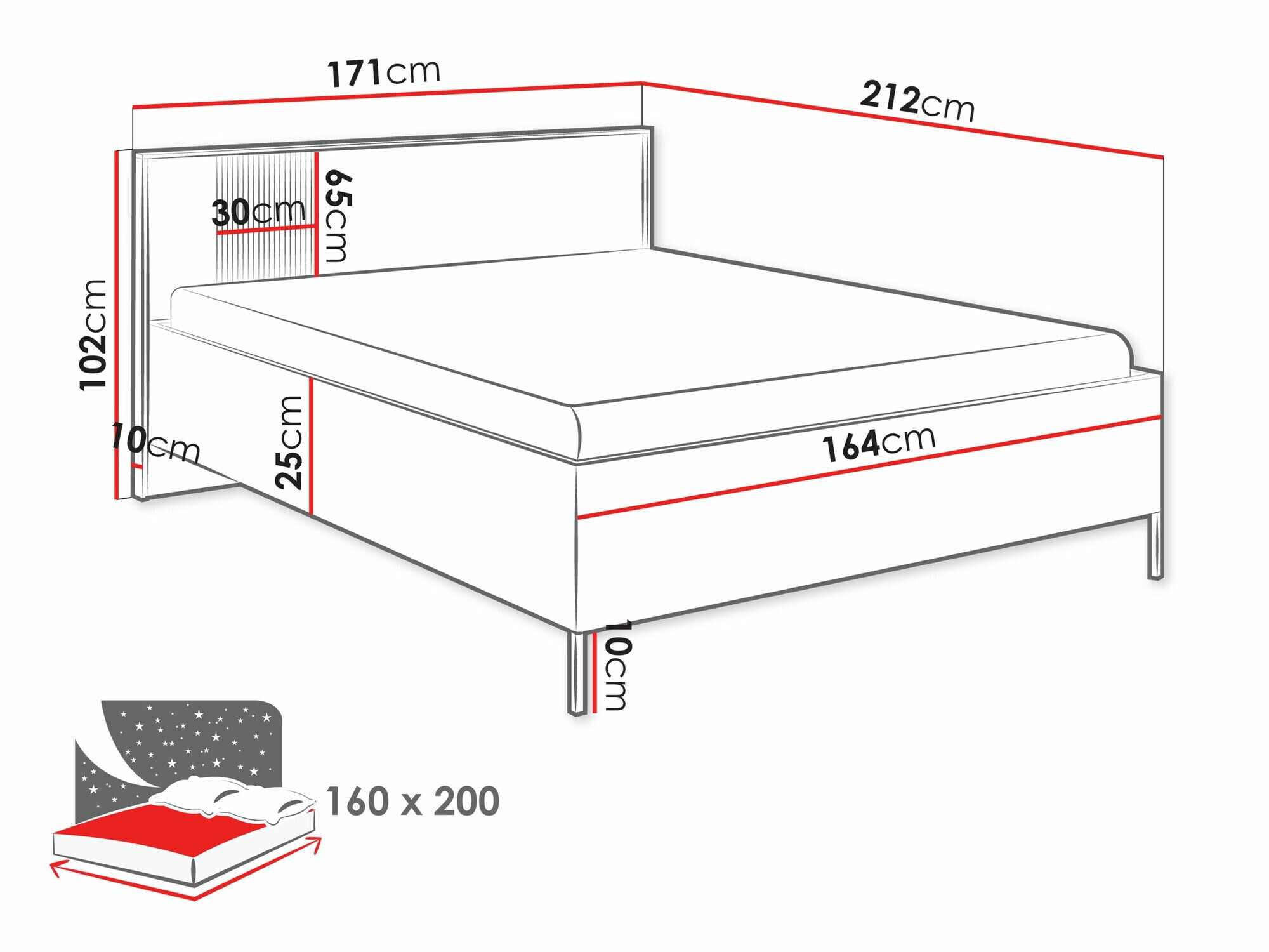Bett Lunole 105 (Artisan Eichenholzoptik + Schwarz)