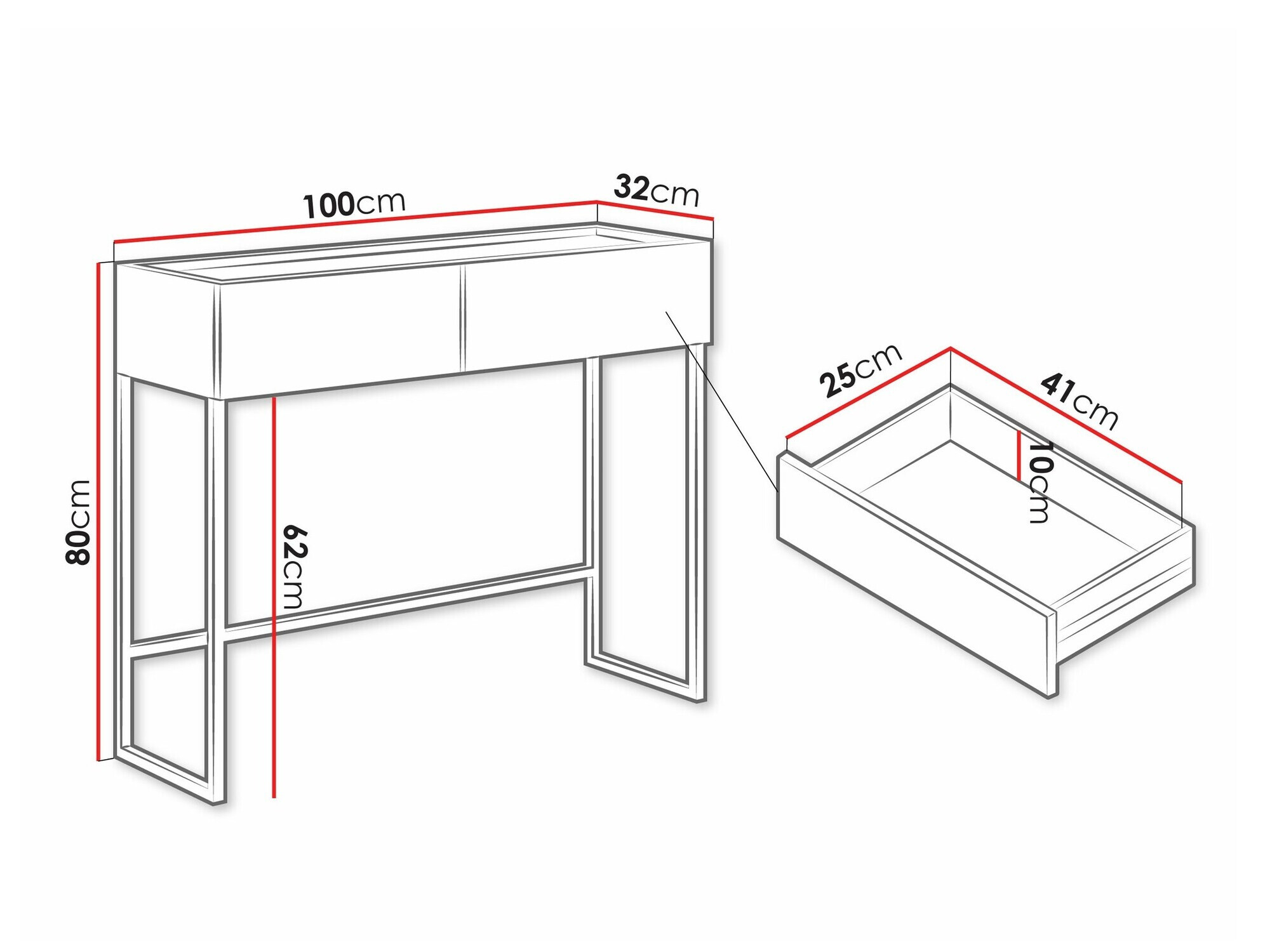 Konsolentisch Lunole 103 (Artisan Eichenholzoptik + Schwarz)